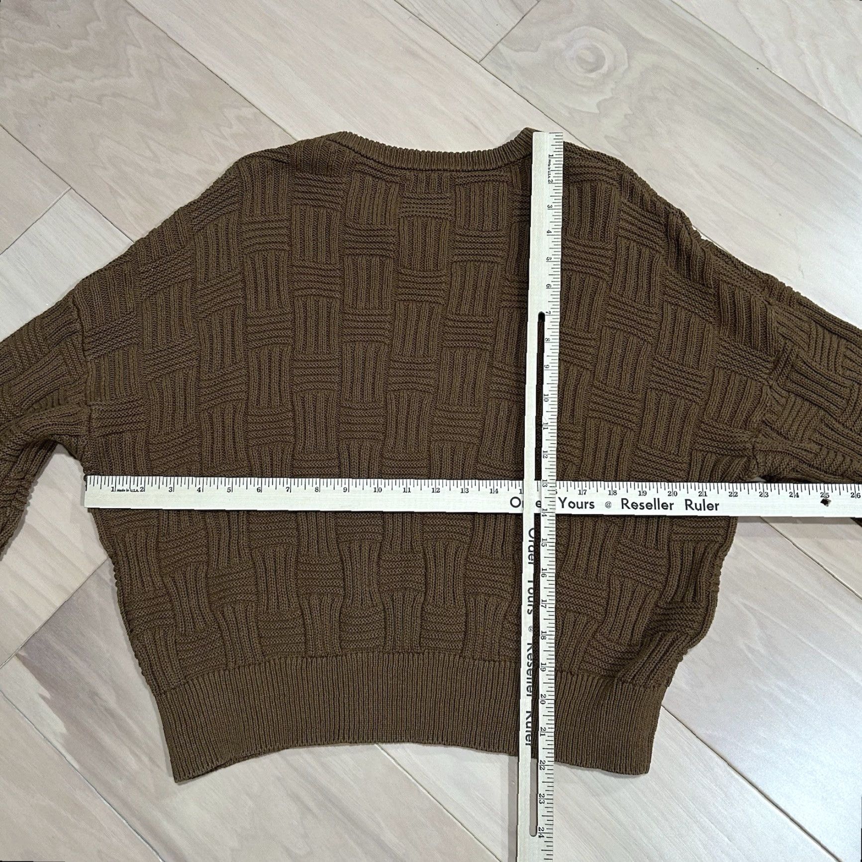 Reformation VINTAGE Reformation Winnie Basketweave Organic Cotton Brown Sweater Women’s Large Size L / US 10 / IT 46 - 3 Thumbnail
