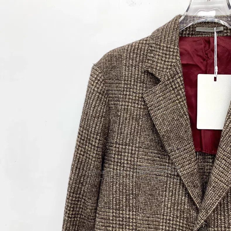 Brunello Cucinelli Brunello Cucinelli Caramel houndstooth wool collar single- Size 46R - 3 Thumbnail