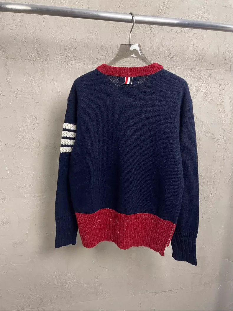Thom Browne Thom Browne Blue and red wool round collar sweater Size S / US 4 / IT 40 - 2 Thumbnail