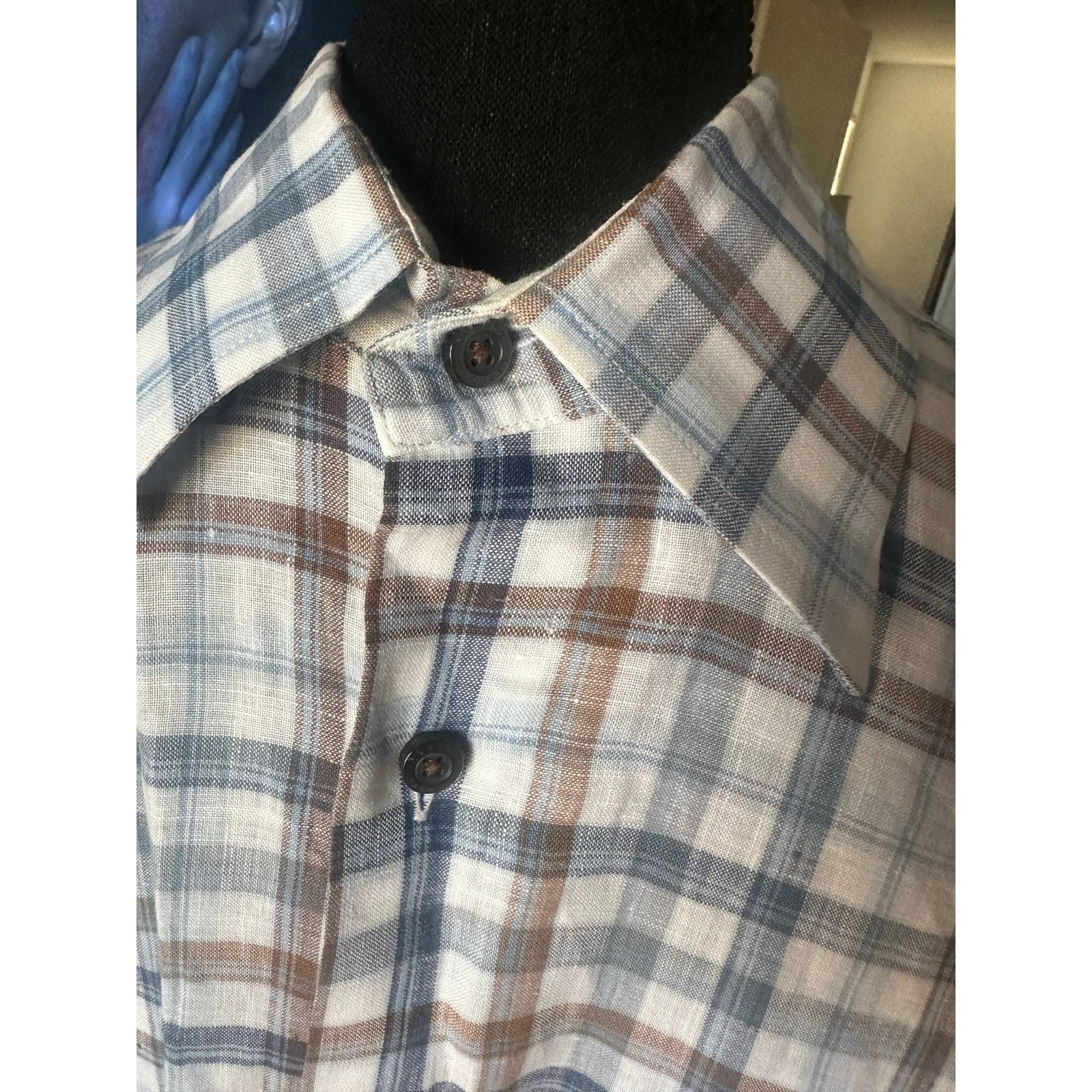 Robert Talbott Robert Talbott 100% Linen Plaid Button-Up Shirt Size US M / EU 48-50 / 2 - 10 Thumbnail