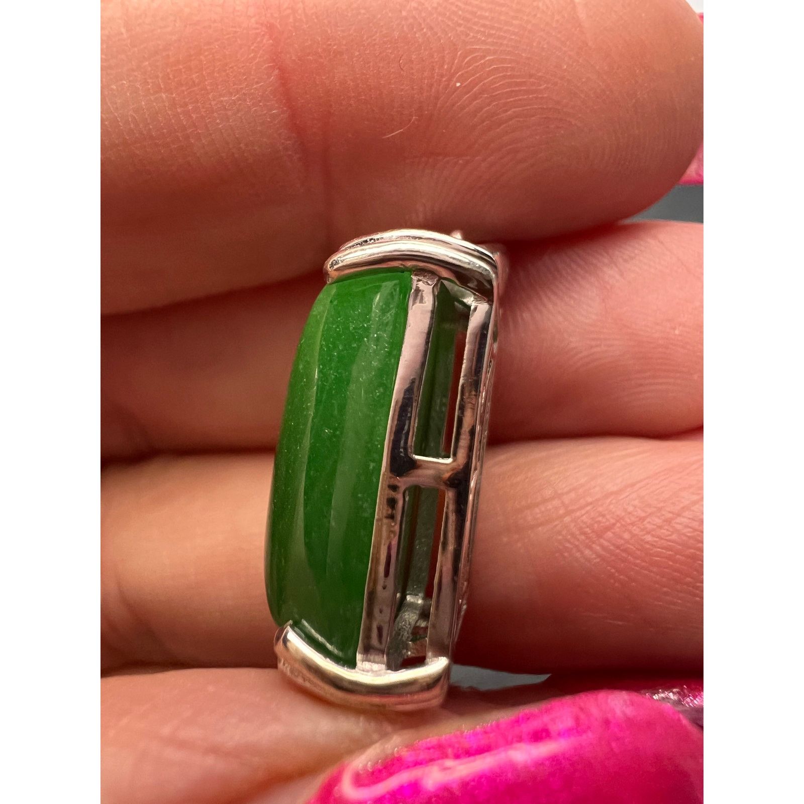 Other Jade pendant and chain necklace in platinum over sterling Size ONE SIZE - 8 Thumbnail
