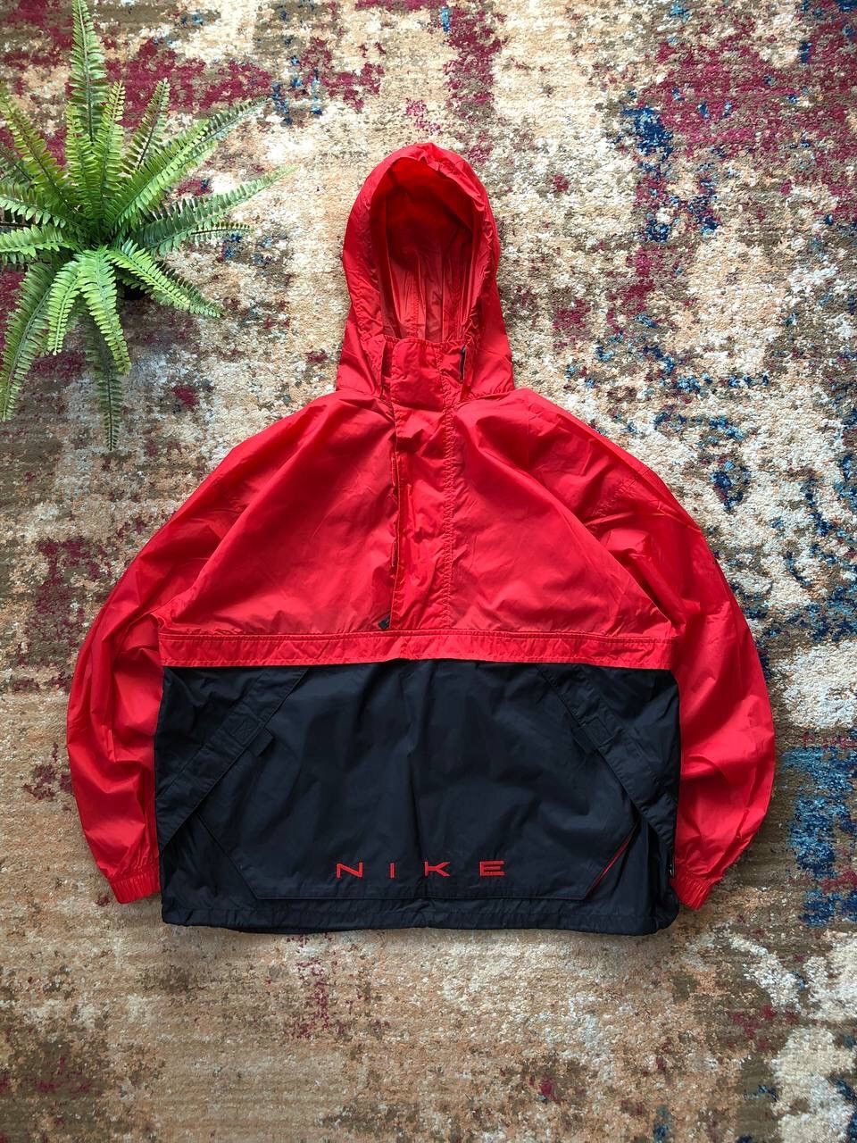 90’s NIKE RETRO HOODED ANORAK TRACK JACKET Y2K BIG LOGO RARE