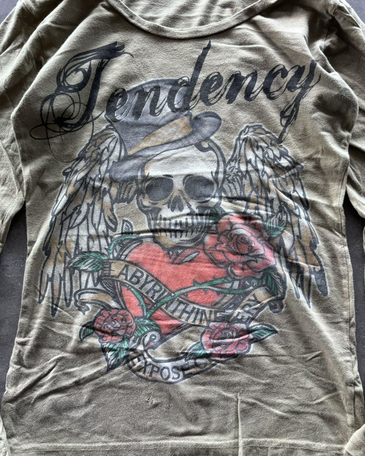 Japanese Brand Ed Hardy Style Male Vkei Skull Wings Poem Y2k Longsleeve Size US M / EU 48-50 / 2 - 4 Thumbnail