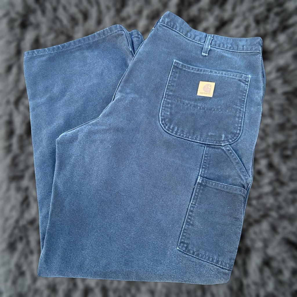 Carhartt Carhartt Pants Mens 40x32 Distressed Black Duck Canvas Baggy Carpenter Skater Pants Mens Black Canvas Carhartt Wide-Leg Relaxed Casual Workwear Size US 40 / EU 56 - 1 Thumbnail