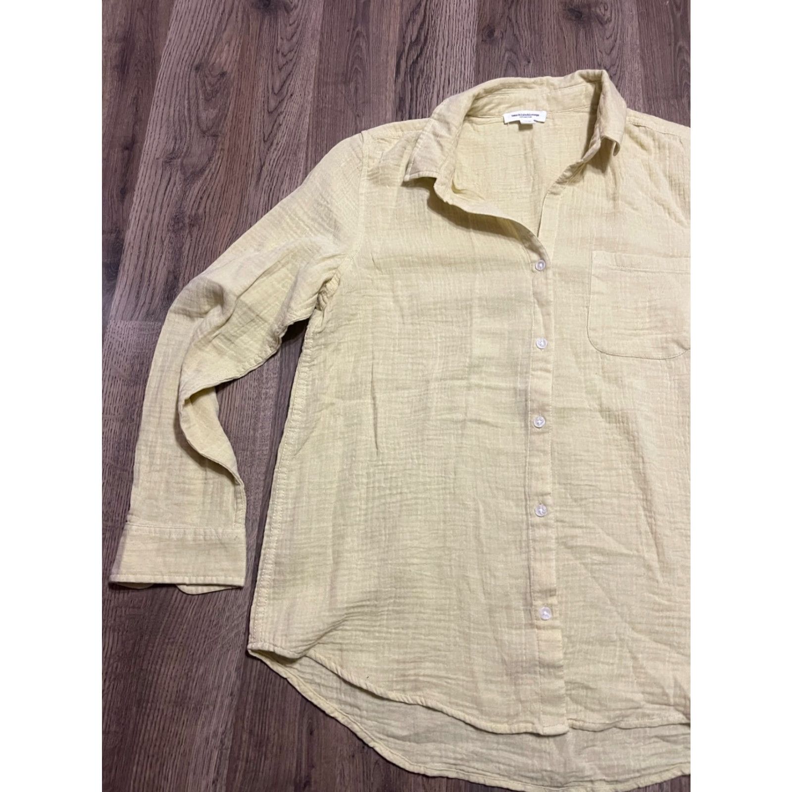 Vintage Beachlunchlounge Shirt Women Large Yellow Button-Up Long Sleeve Size L / US 10 / IT 46 - 3 Thumbnail