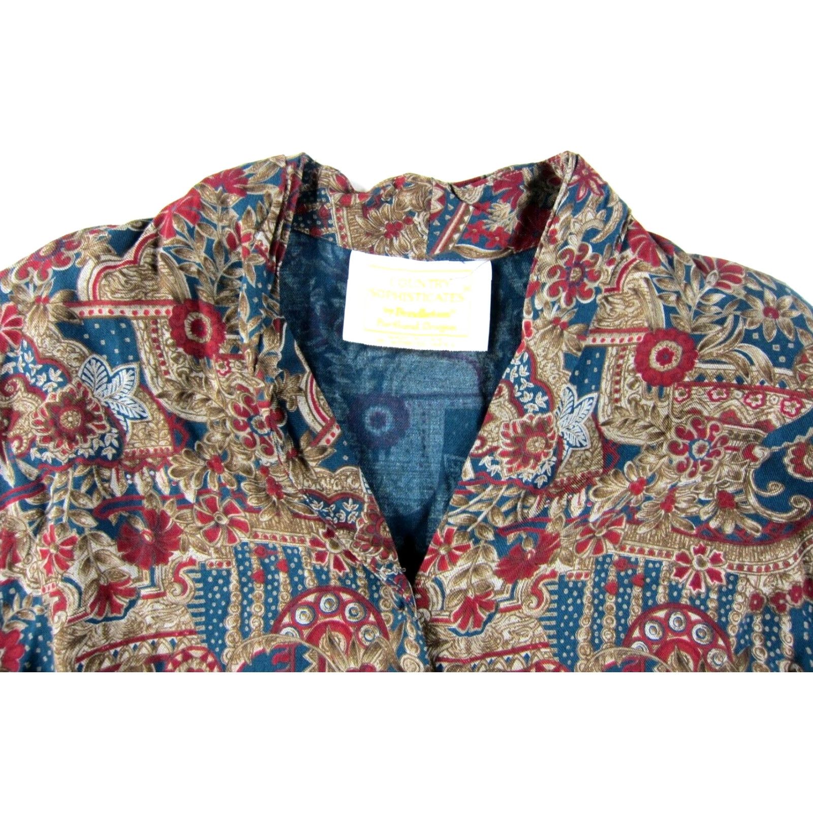 Pendleton VTG Pendleton Blouse Shirt Green 6/M Floral Long Sleeve V-Neck Buttoned Casual Womens Vintage Size M / US 6-8 / IT 42-44 - 4 Thumbnail