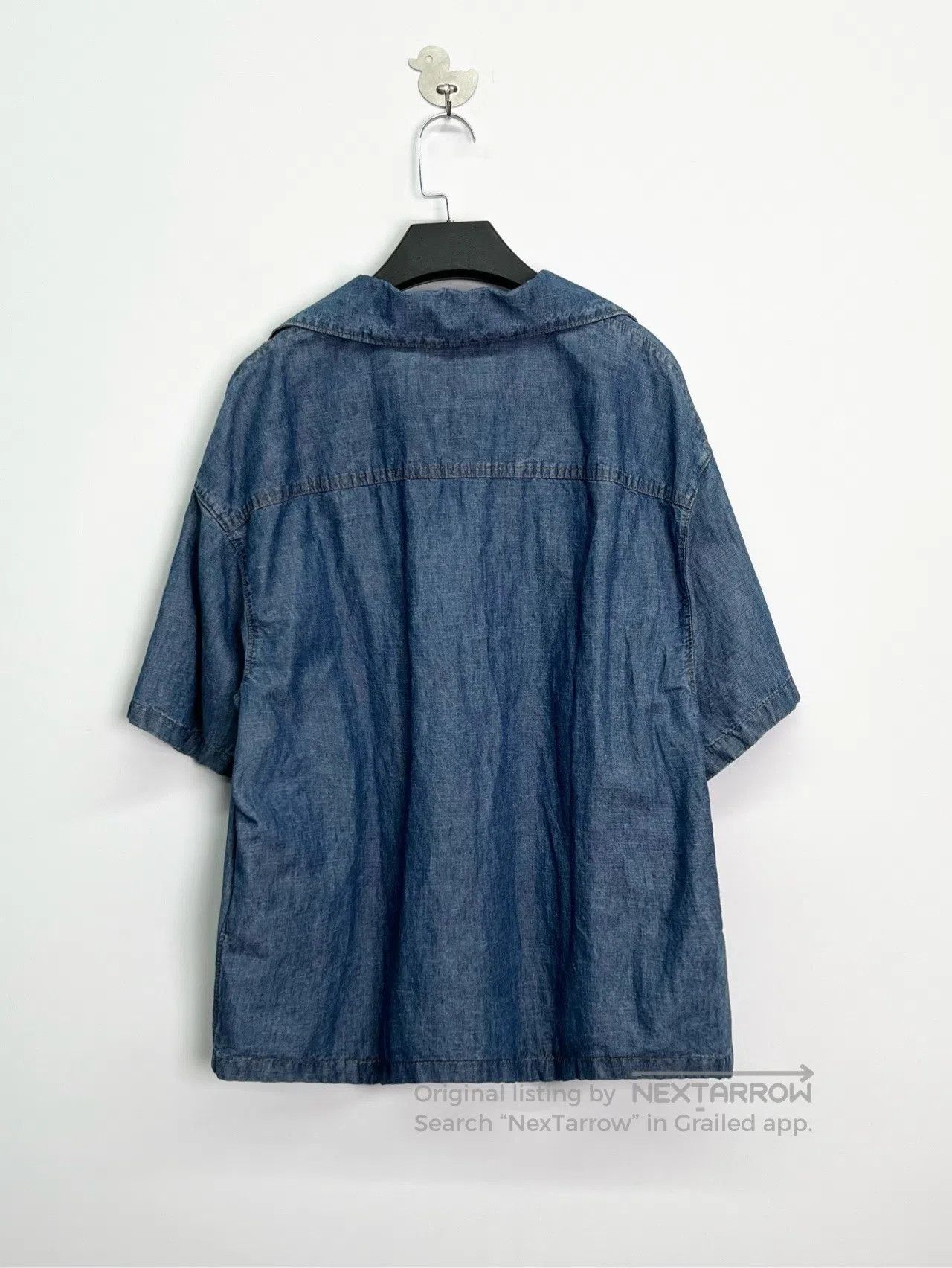 Prada Prada SS23 Blue Denim Shirt Collar Triangle Steel Logo Pat Size M / US 6-8 / IT 42-44 - 2 Thumbnail