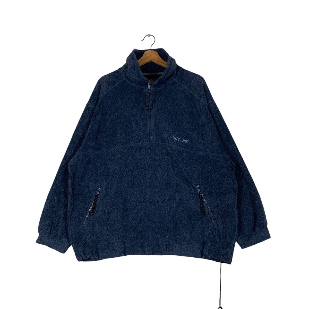 Converse CONVERSE Small Logo Half Zip Blue Fleece Pullover #1406-C59 Size US L / EU 52-54 / 3 - 1 Thumbnail