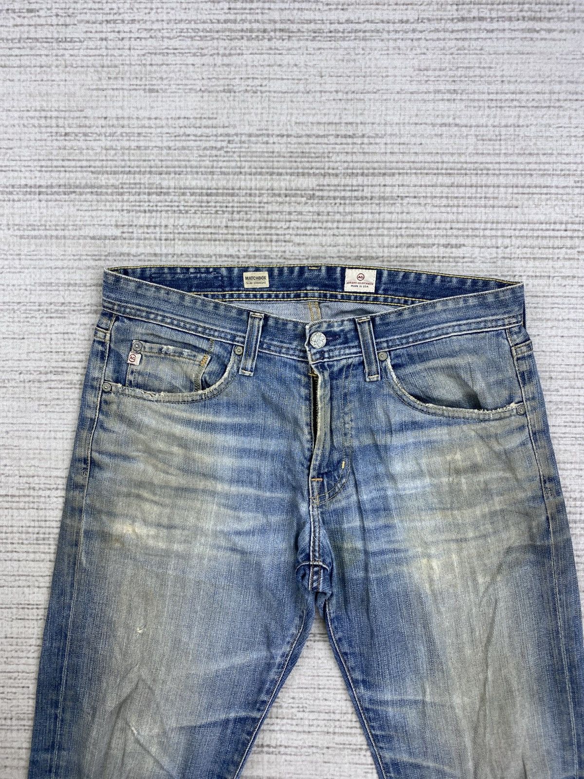 AG Adriano Goldschmied × Le Grande Bleu (L.G.B.) × Vintage Vtg AG Adriano Goldschmied Slim Straight Distressed Pants Size US 32 / EU 48 - 4 Thumbnail