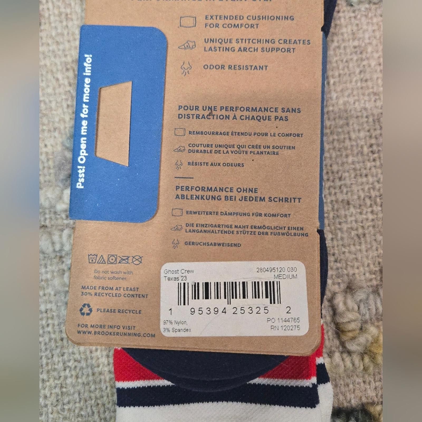 Brooks Brooks Men’s Texas Ghost Lite Crew Socks Size ONE SIZE - 3 Thumbnail