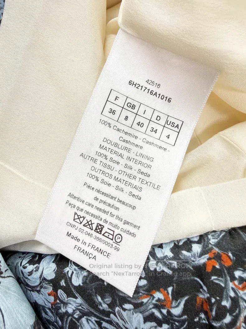 Dior Dior Inner-pin flower mulberry silk hem cashmere coat Size XS / US 0-2 / IT 36-38 - 5 Thumbnail