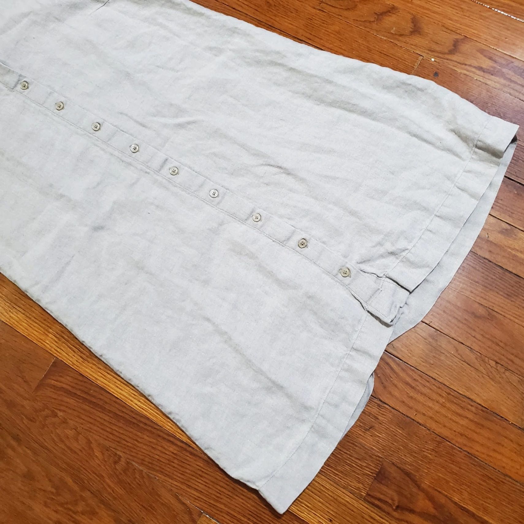 Vintage Garnet Hill Dress Linen Chambray Beige Sleeveless Collared Button Front Knee Length Sz 10 A-Line Shirt Dress Womens Size L / US 10 / IT 46 - 2 Thumbnail