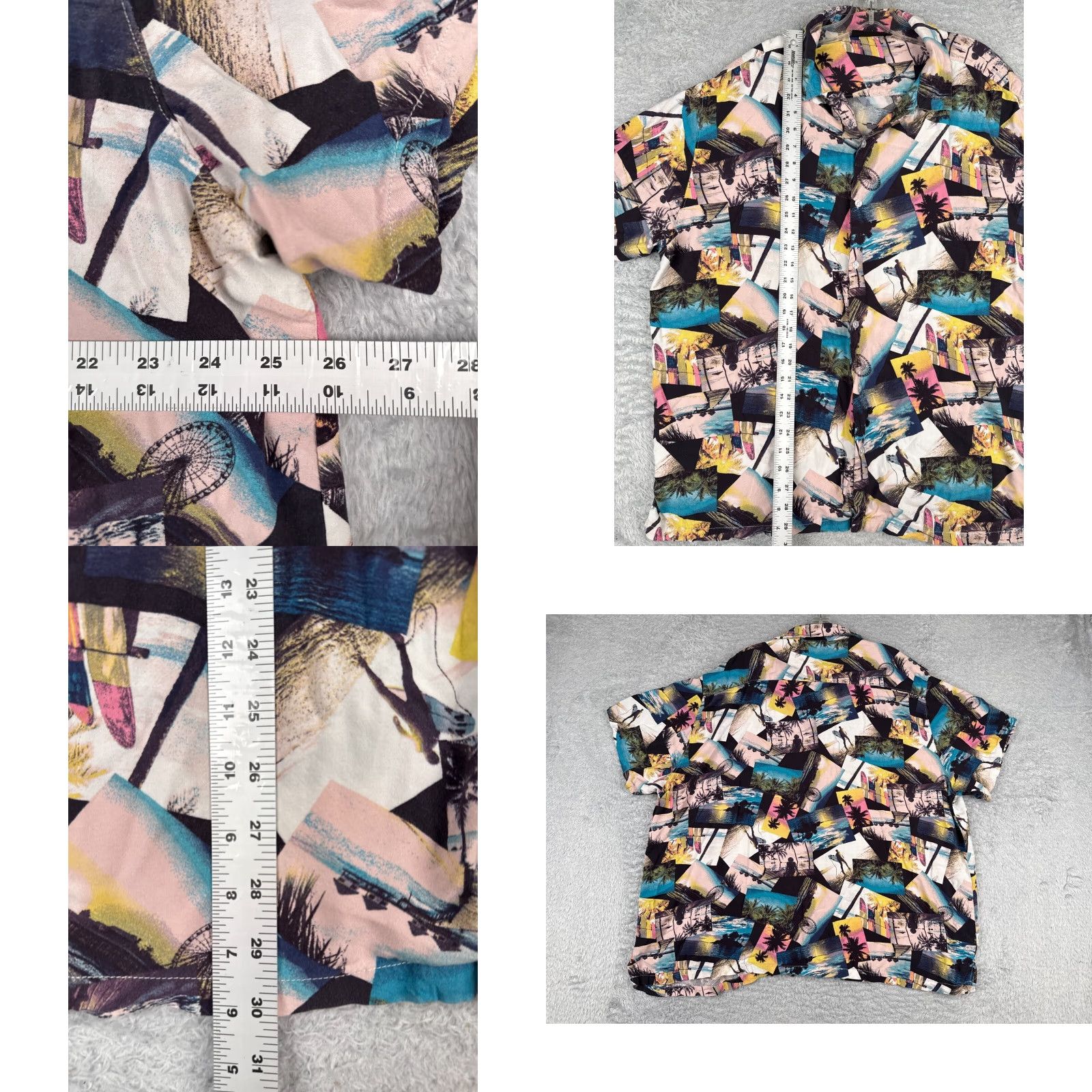 Vintage No Boundaries Shirt Men Large Pink Blue Photocards Beach Hawaiian 100% Rayon Size US L / EU 52-54 / 3 - 8 Thumbnail