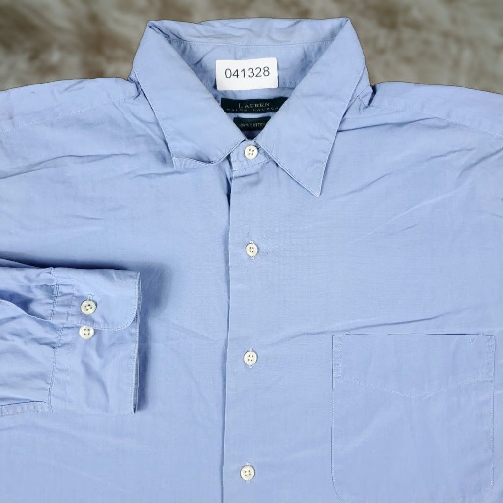 Ralph Lauren Ralph Lauren Shirt Mens 17 Blue Dress Button-Down Long Sleeve Cotton Regular Classic Casual Business 2000s Mens Size 46R - 1 Thumbnail