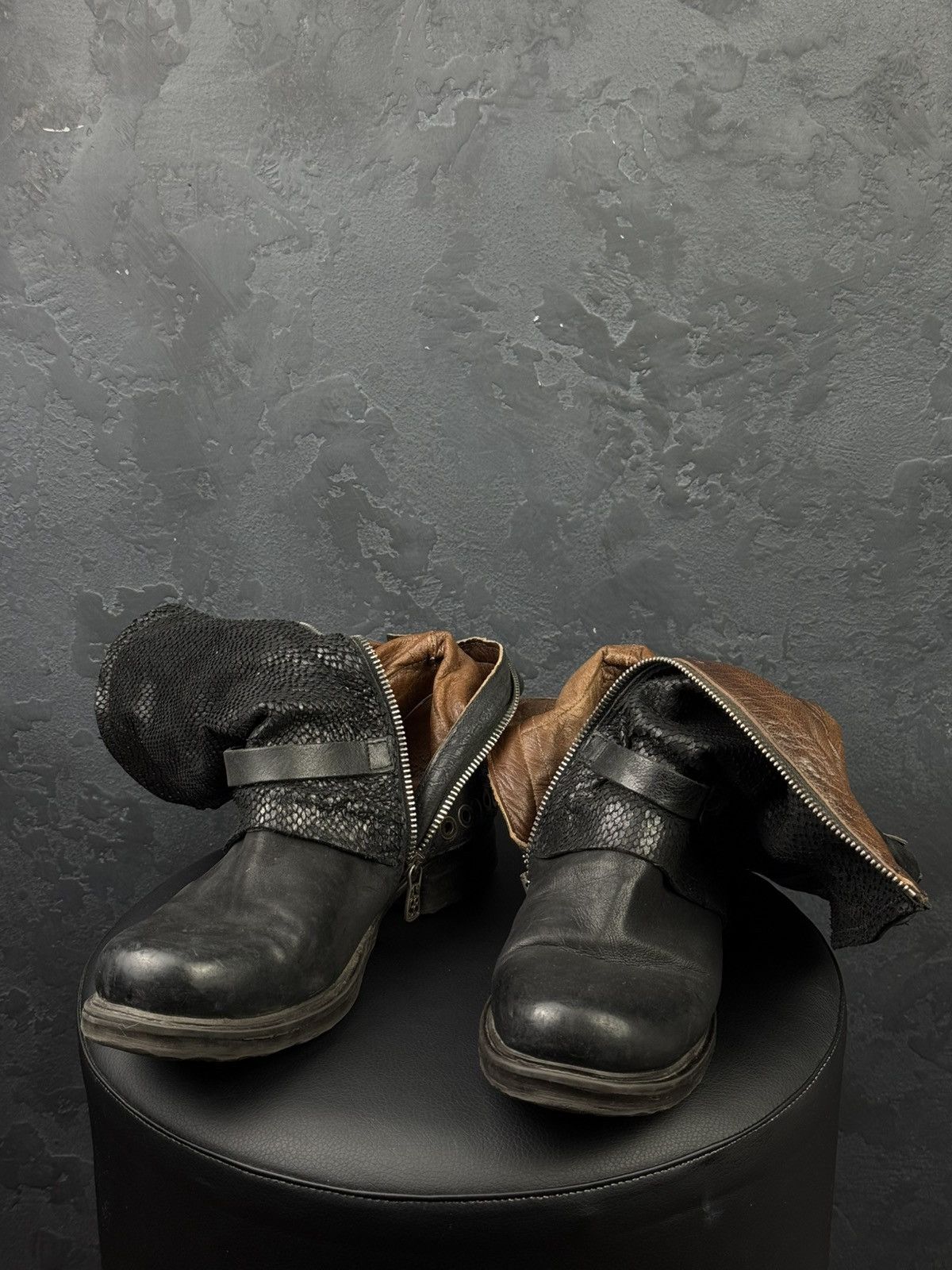 A.S.98 S.98 Saint EC Buckle Leather Boots Distressed Biker Combat Size US 10 / IT 40 - 12 Thumbnail