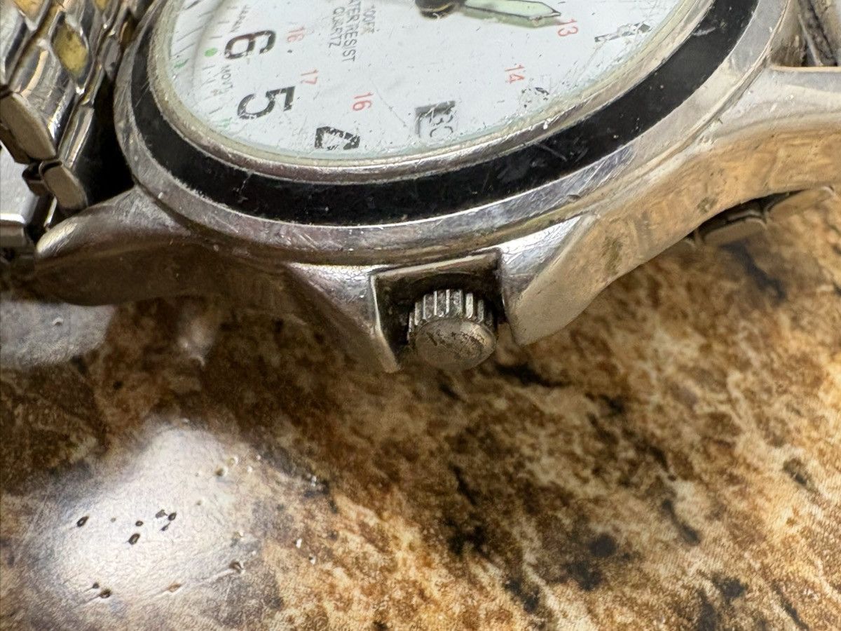 Pulsar Vintage Watch White Dial Two Tone Stretch Band Date Japa Size ONE SIZE - 3 Thumbnail