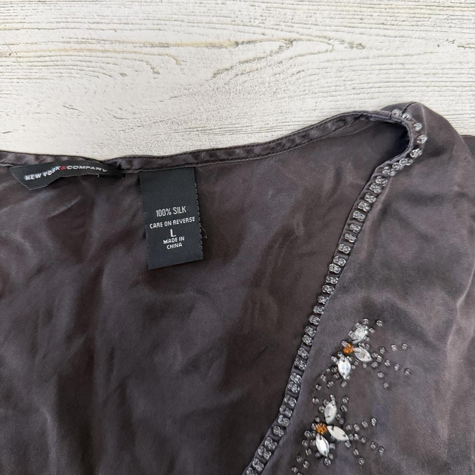 Designer Y2k Silk Rhinestone Fairy Bead Indie Boho Top Large Size L / US 10 / IT 46 - 5 Thumbnail