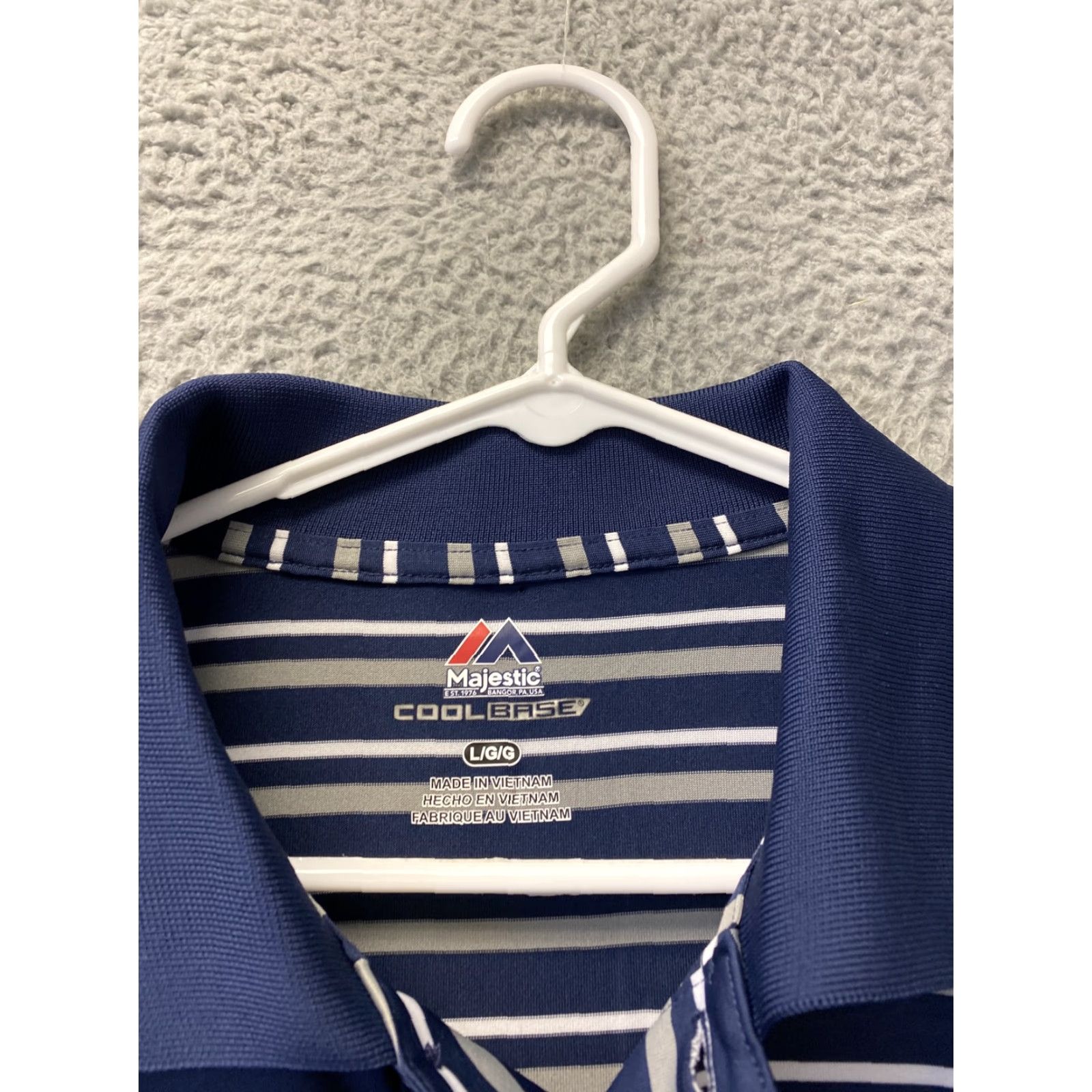 Vintage Majestic Polo Shirt Mens L Blue White Gray Golf San Diego Casual Adult 112-30 Size US L / EU 52-54 / 3 - 3 Thumbnail