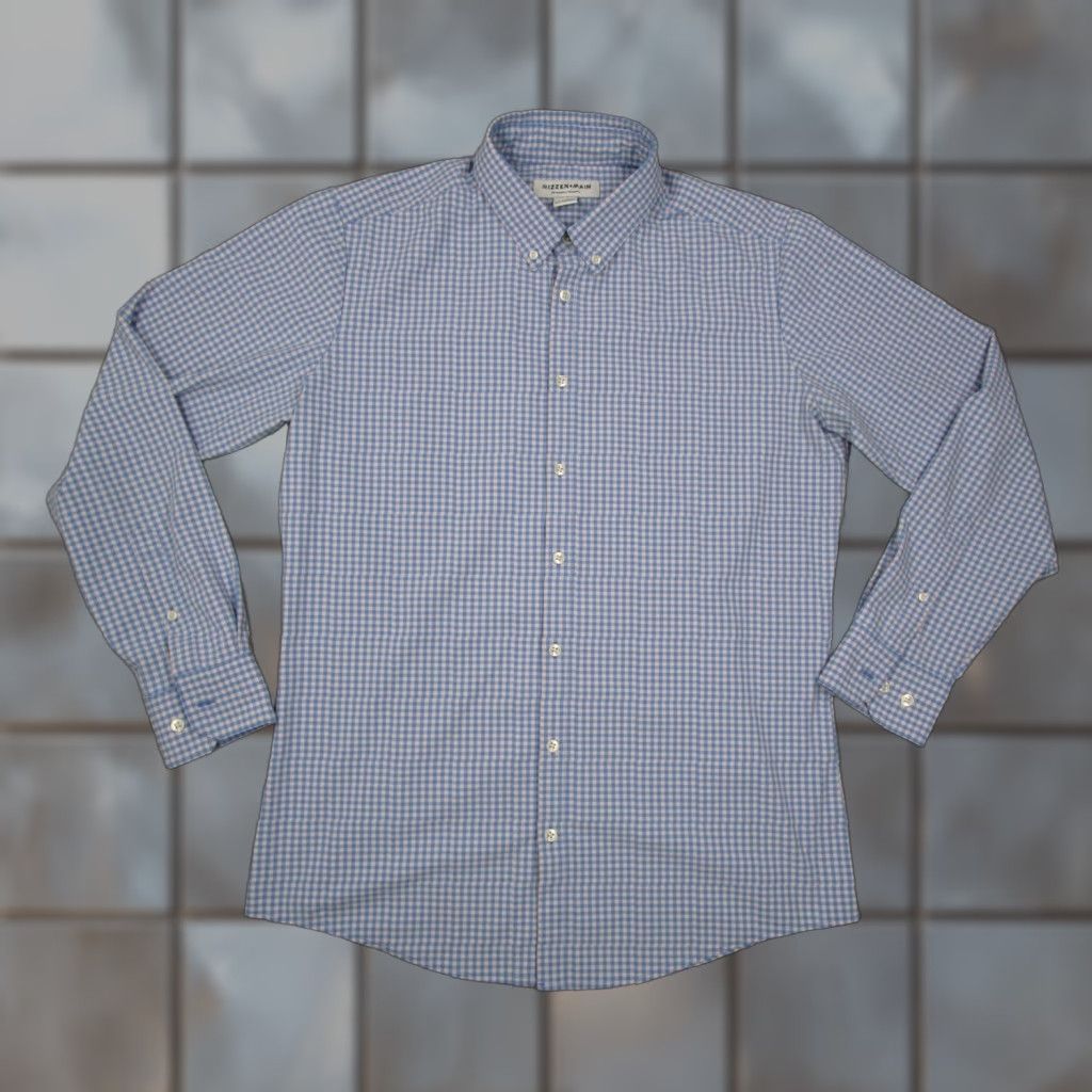 Mizzen+Main Mizzen+Main Shirt Mens Large Blue Check Button-Up Performance Stretch Slim Size US L / EU 52-54 / 3 - 1 Thumbnail