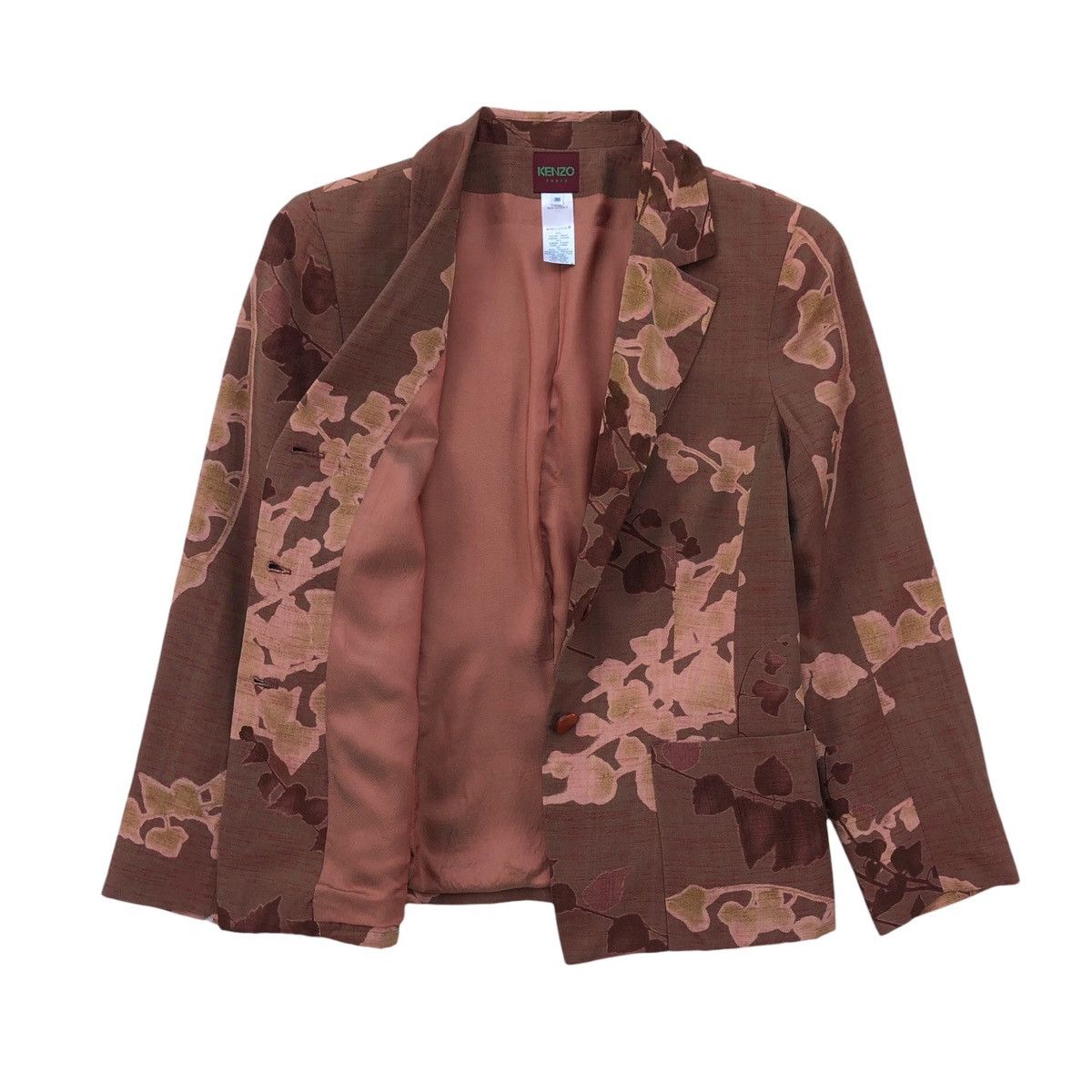 Kenzo KENZO Paris Brown Floral Pattern Rayon Suit Blazer / Jacket Size M / US 6-8 / IT 42-44 - 17 Thumbnail
