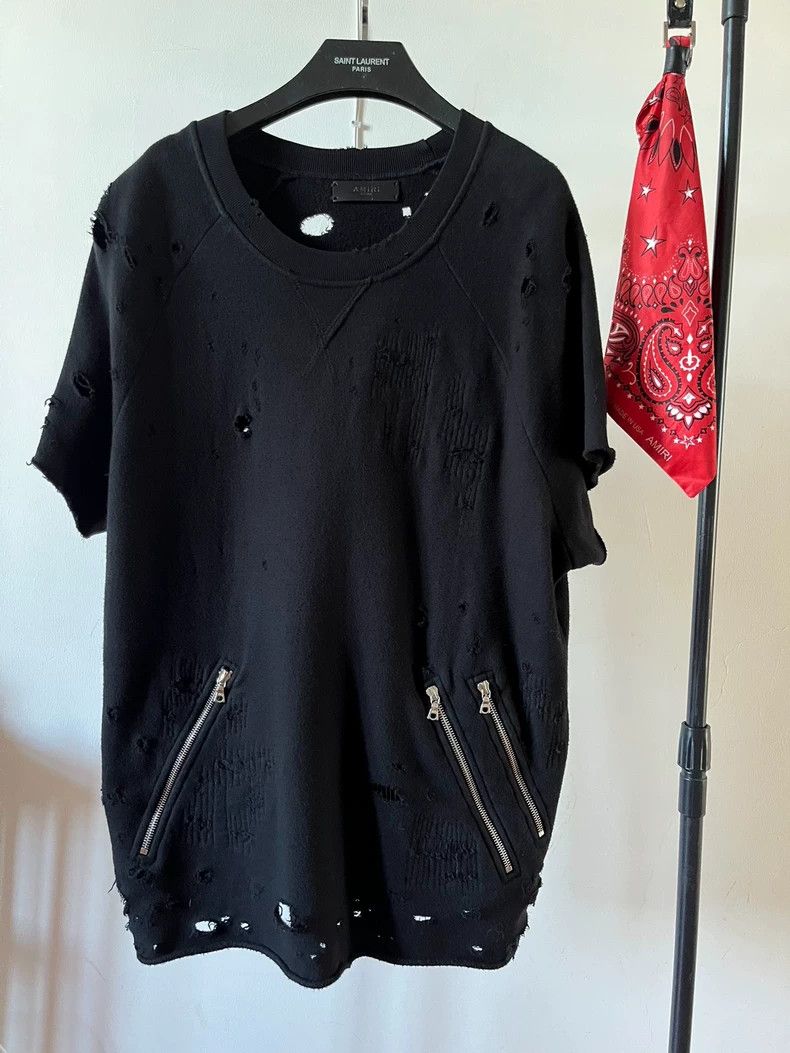 Amiri Amiri distressed tattered short sleeve Size US XS / EU 42 / 0 - 1 Thumbnail