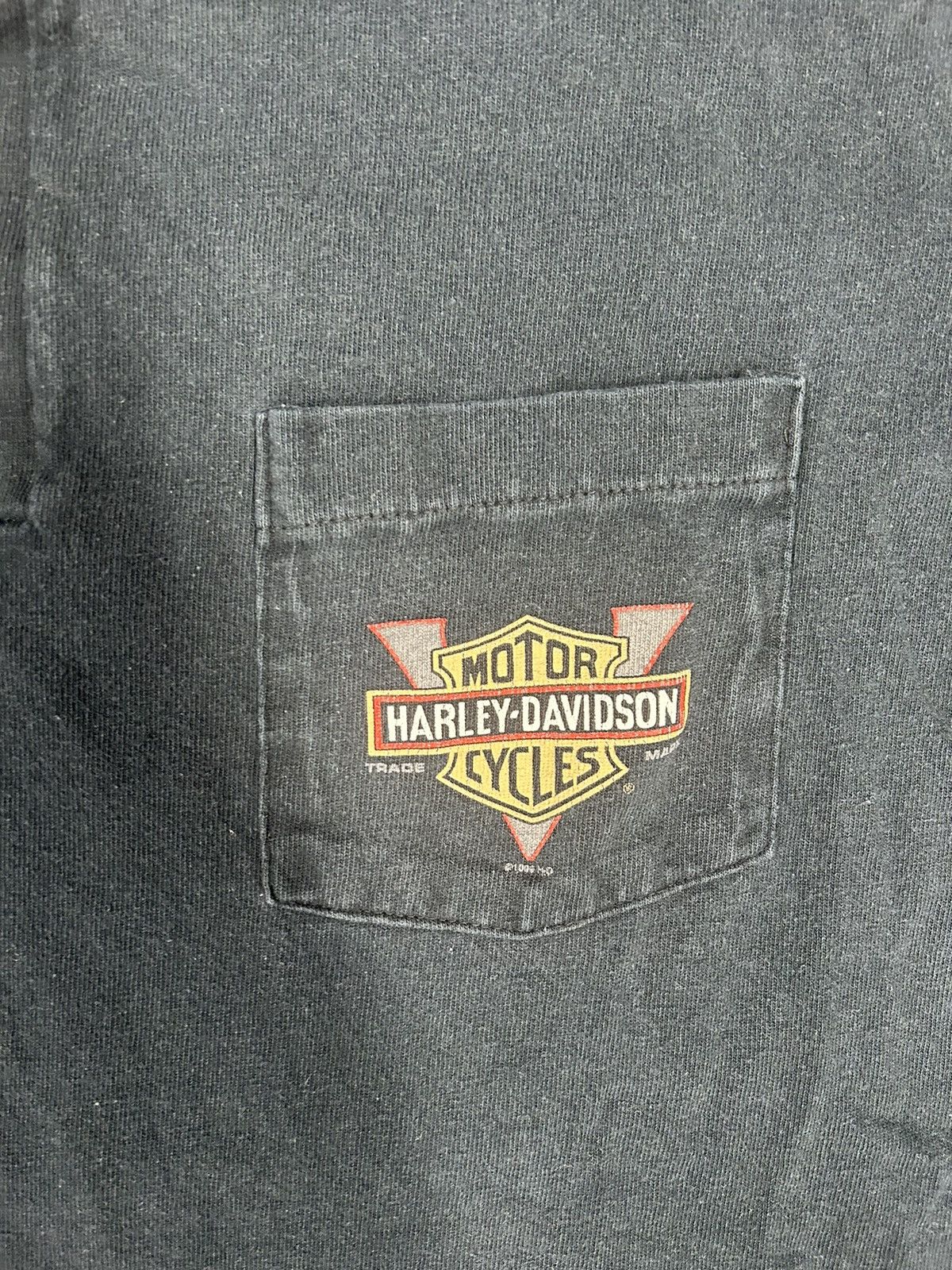 Harley Davidson × Vintage Crazy Vintage 90s Black Harley Davidson Biker Polo Tee Shirt Size US L / EU 52-54 / 3 - 3 Thumbnail