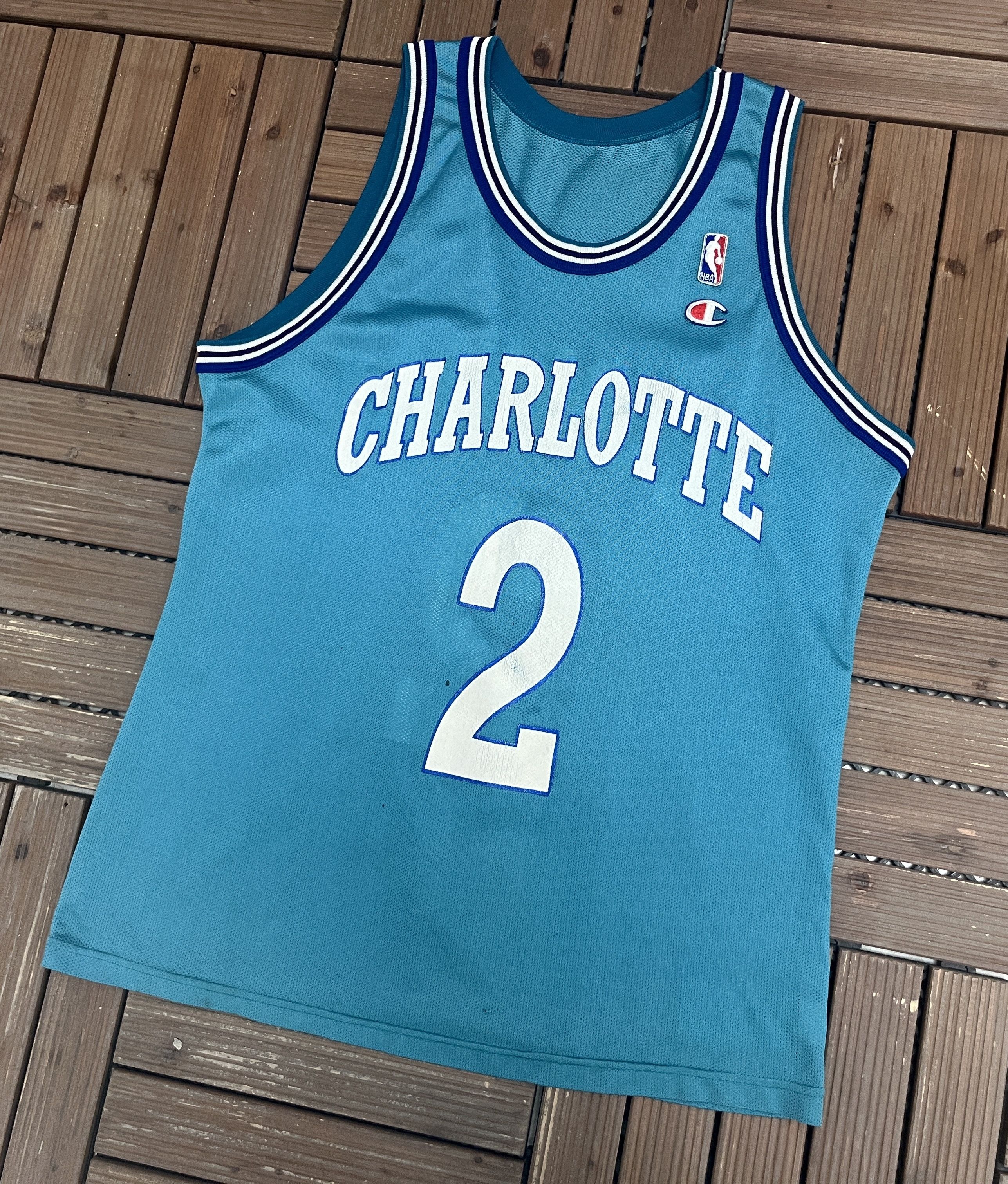 Champion × Vintage Charlotte Hornets Larry Johnson Vintage Champion Jersey Size US L / EU 52-54 / 3 - 3 Thumbnail