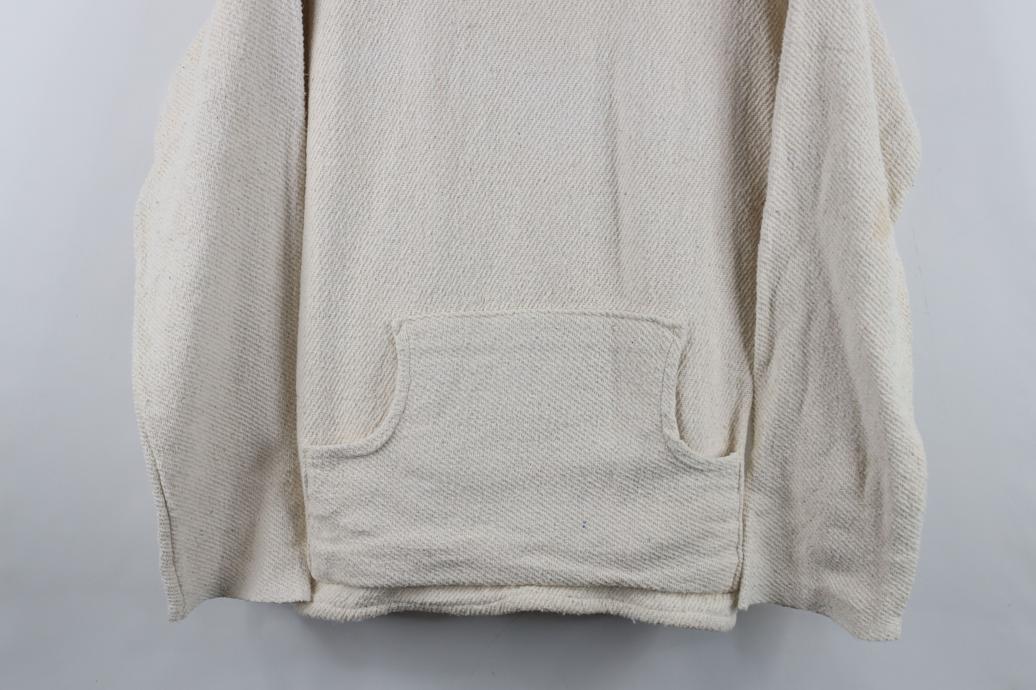 Vintage Vintage 90s Streetwear Knit Drug Rug Hoodie Sweatshirt Cream Size L / US 10 / IT 46 - 3 Thumbnail