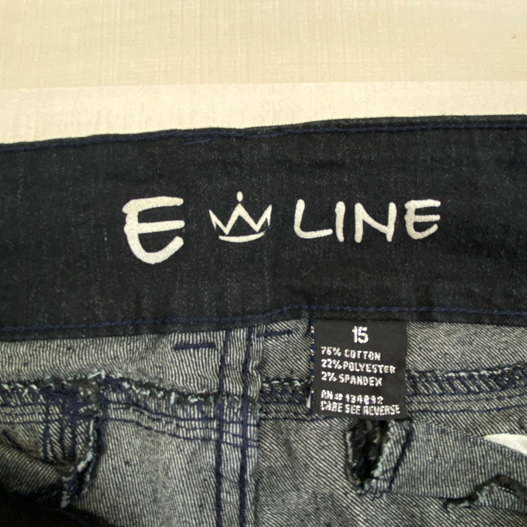 Celine E Line Womens Black Mid Rise Skinny Jeans Juniors Size 15 Stretch Cotton Blend Size 36" / US 14 / IT 50 - 4 Thumbnail
