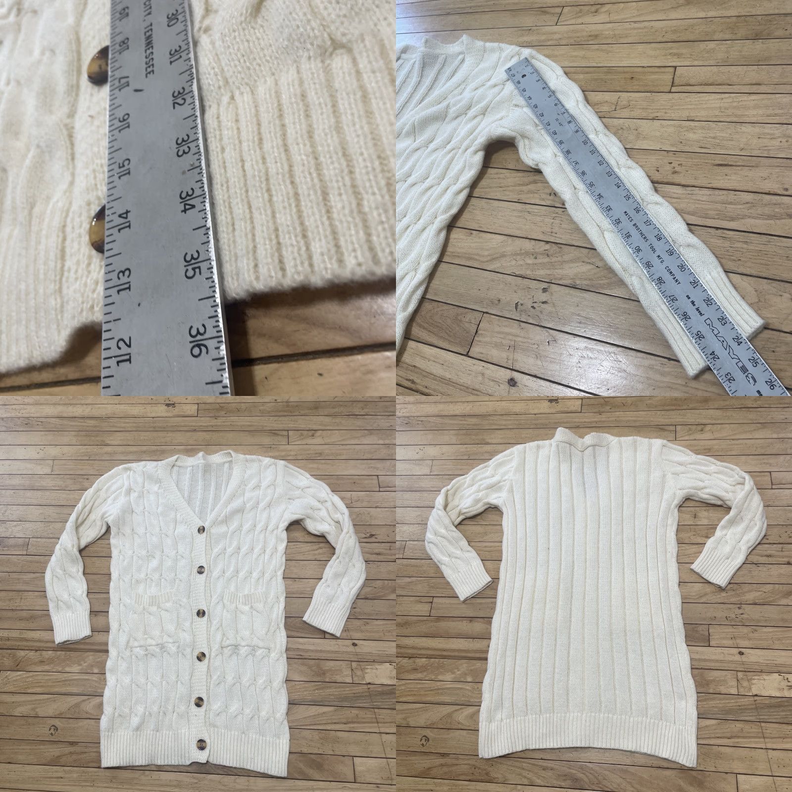 Vintage VINTAGE Cardigan Sweater Dress Women L Cream Old Money Minimal Button Front Chore Pocket 90s Knit Winter Fall Mens Womens Boys Girls Size L / US 10 / IT 46 - 9 Thumbnail