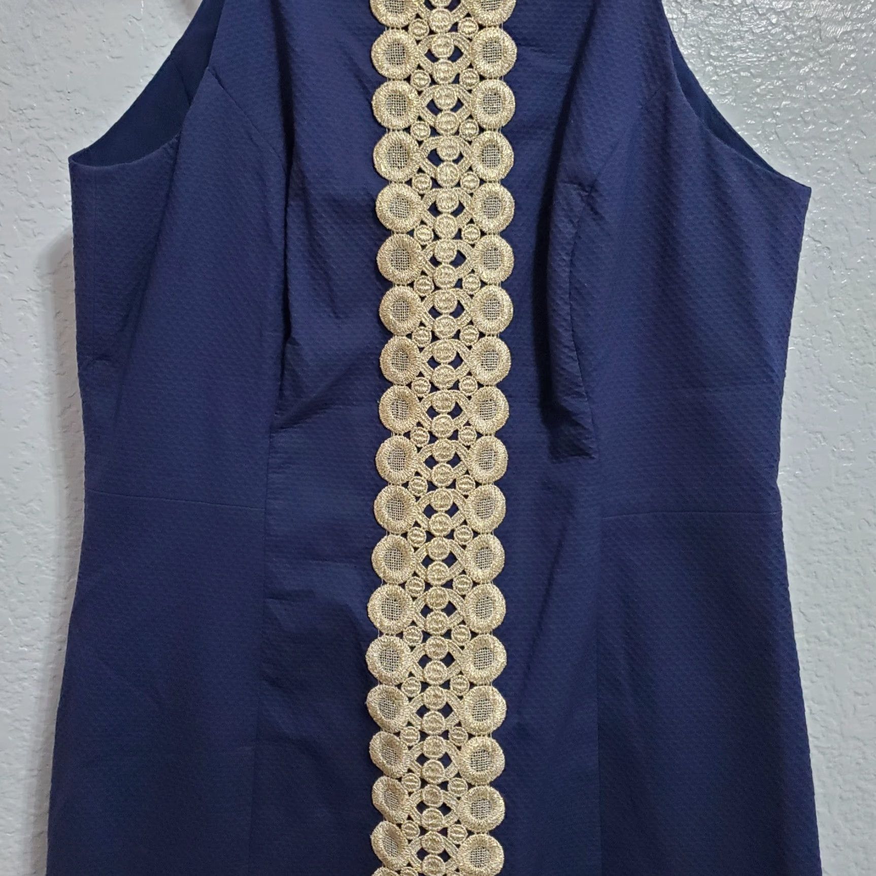 Lilly Pulitzer VINTAGE Lilly Pulitzer Pearl Stretch Shift Dress Women 8 True Navy Gold Wedding Resort Shift Womens 8 Navy Gold Wedding Resort Size M / US 6-8 / IT 42-44 - 6 Thumbnail