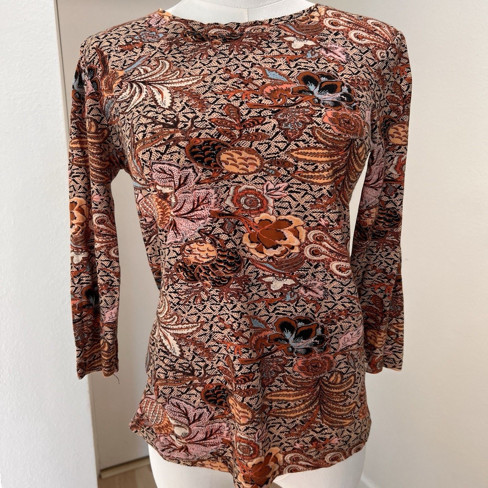 Ulla Johnson Ulla Johnson 3/4 Sleeve Top (S) Wheat Flowers 100% Cotton Size S / US 4 / IT 40 - 2 Thumbnail