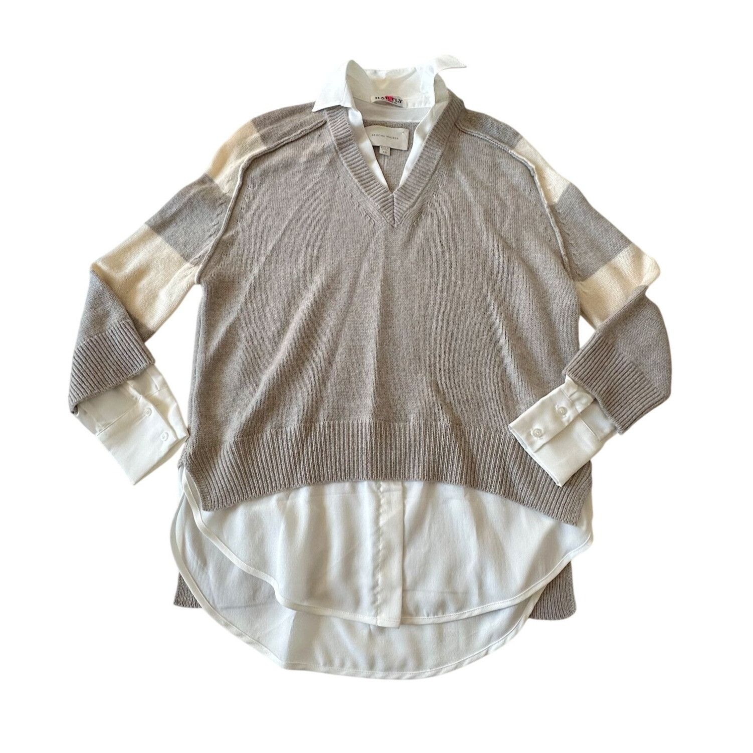 Brochu Walker Brochu Walker Striped V Neck Layered Pullover Sweater. Size Size XS / US 0-2 / IT 36-38 - 8 Thumbnail