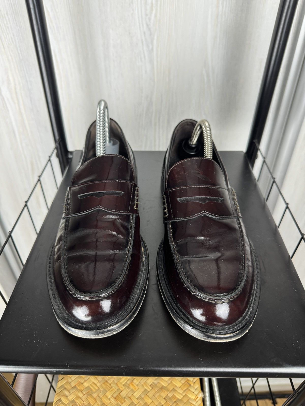 Boggi Boggi Milano Mens Burgundy Leather Penny Loafers size 40 Size US 7 / EU 40 - 6 Thumbnail