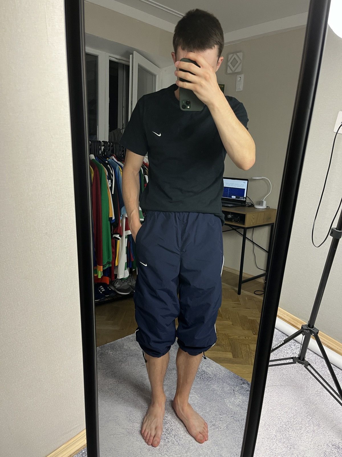 Nike × Vintage Nike Y2k Nylon Drill Track 2/3 Pants Breeches Size US 30 / EU 46 - 3 Thumbnail
