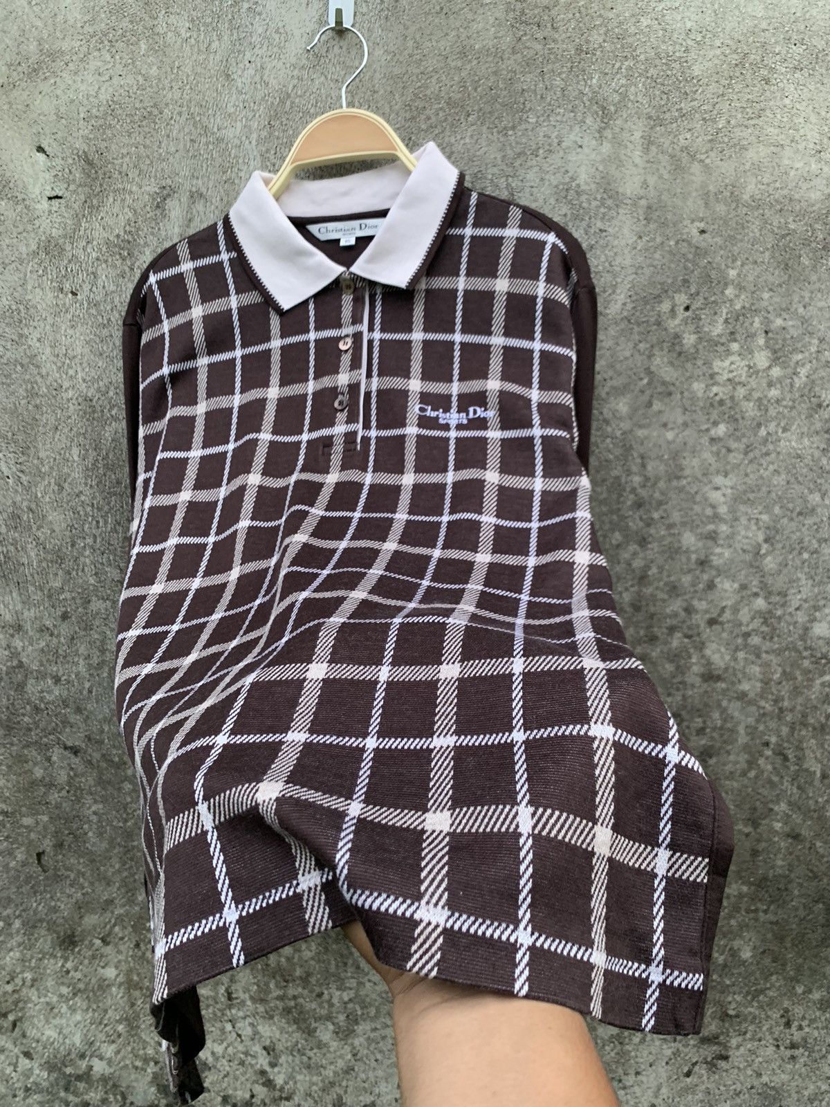 Dior Vintage Dior brown plaid longsleeve polo rugby shirt Size M / US 6-8 / IT 42-44 - 5 Thumbnail