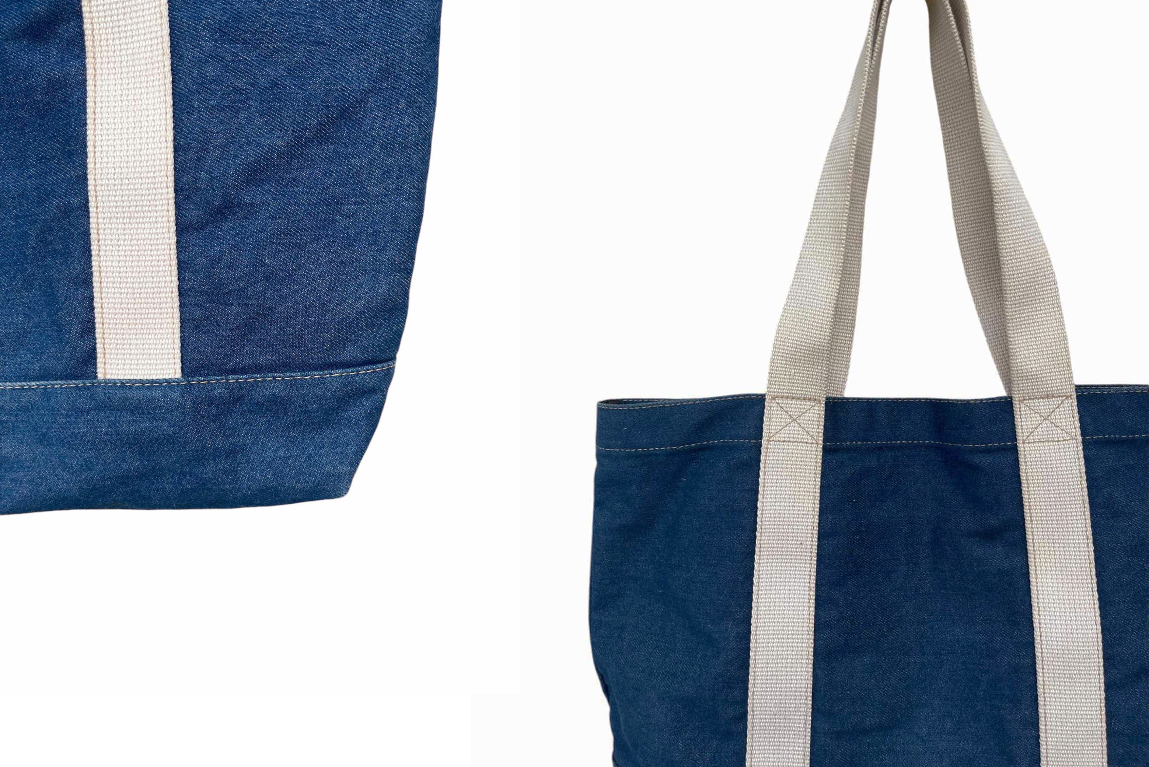 Japanese Brand Mt. Rainier Blue denim Large size tote bag // shoulder bag Size ONE SIZE - 4 Thumbnail