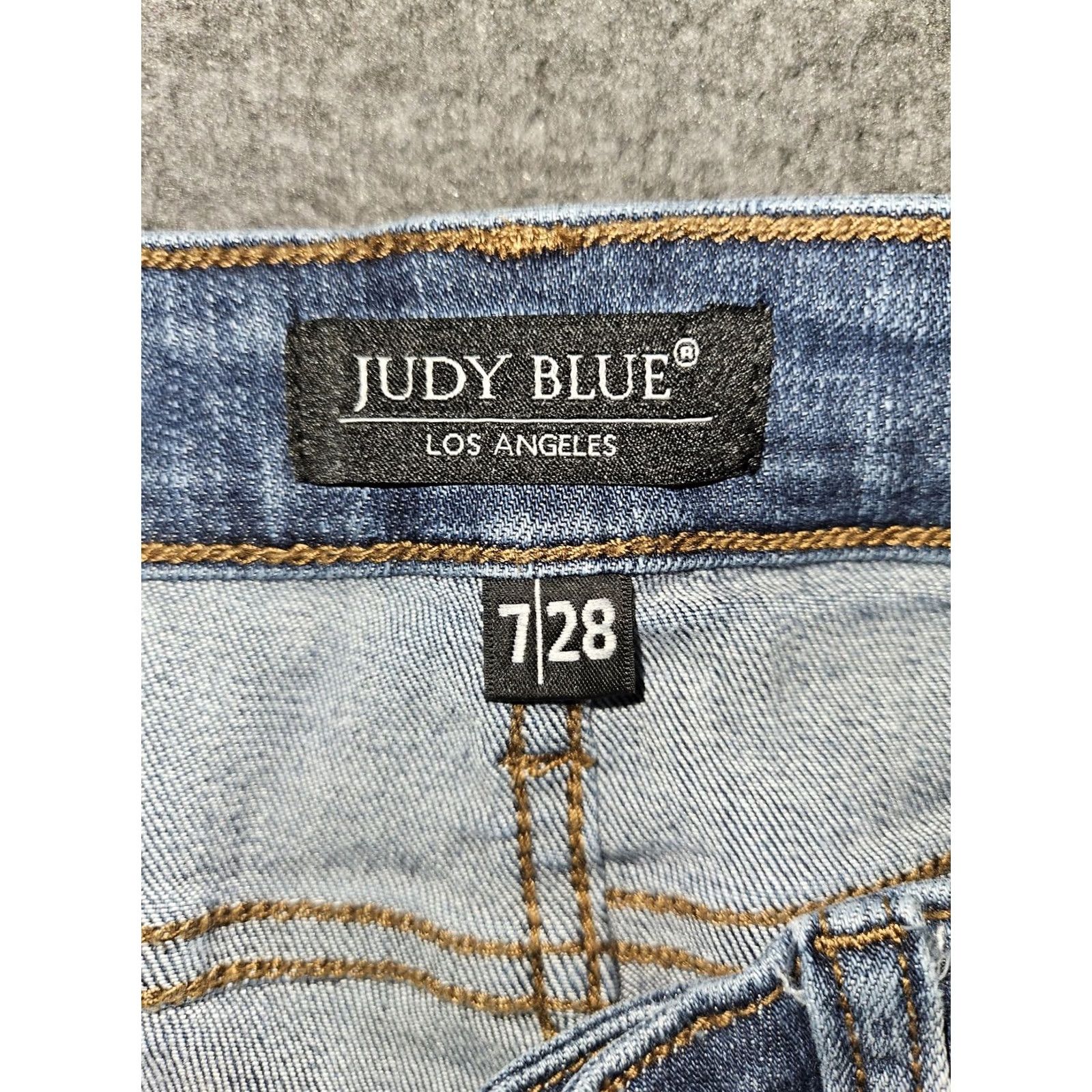 Denime Judy Blue Jeans Womens 7 28 Blue Straight Fit Distressed Stretch Denim JB92595MD Jeans 5-Pocket Logo Pocket Womens Blue Straight Fit Jeans Size 28" / US 6 / IT 42 - 2 Thumbnail