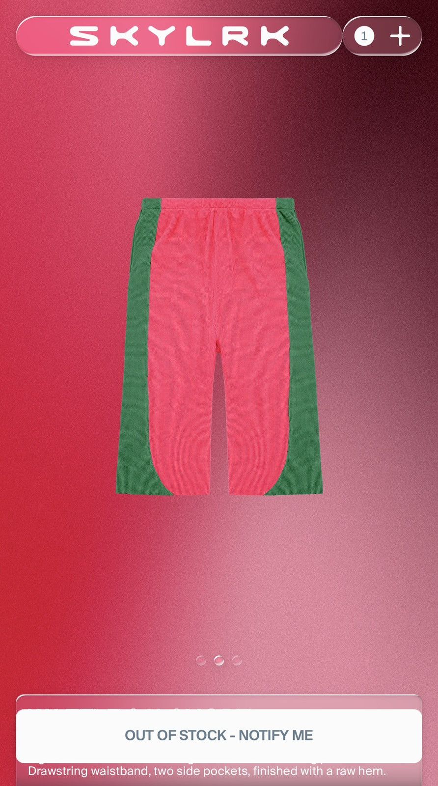SKYLRK SKYLRK WAFFLE 3/4 SHORT “Melon” Size US 32 / EU 48 - 1 Thumbnail