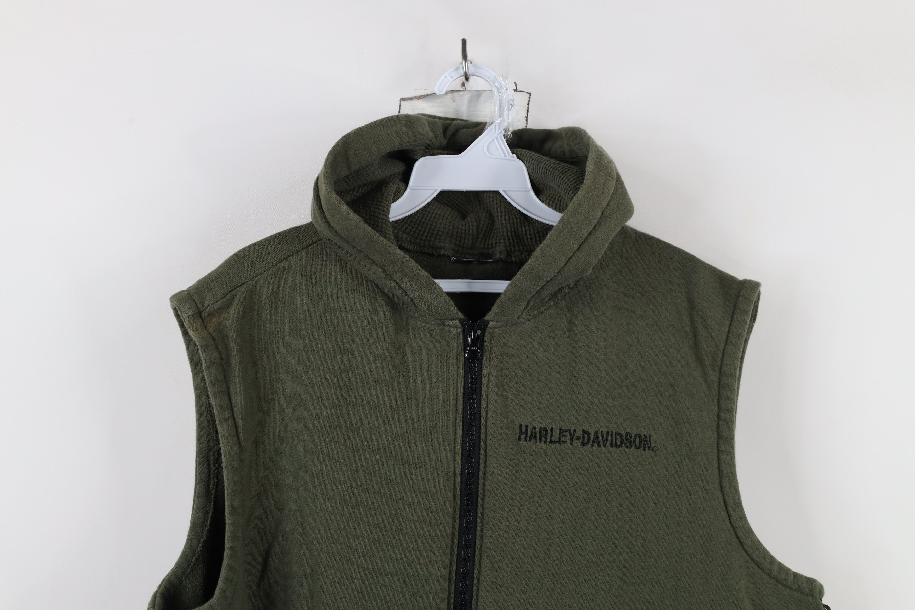 Harley Davidson × Vintage Vintage Y2K Harley Davidson Spell Sleeveless Hoodie Green Size US M / EU 48-50 / 2 - 2 Thumbnail