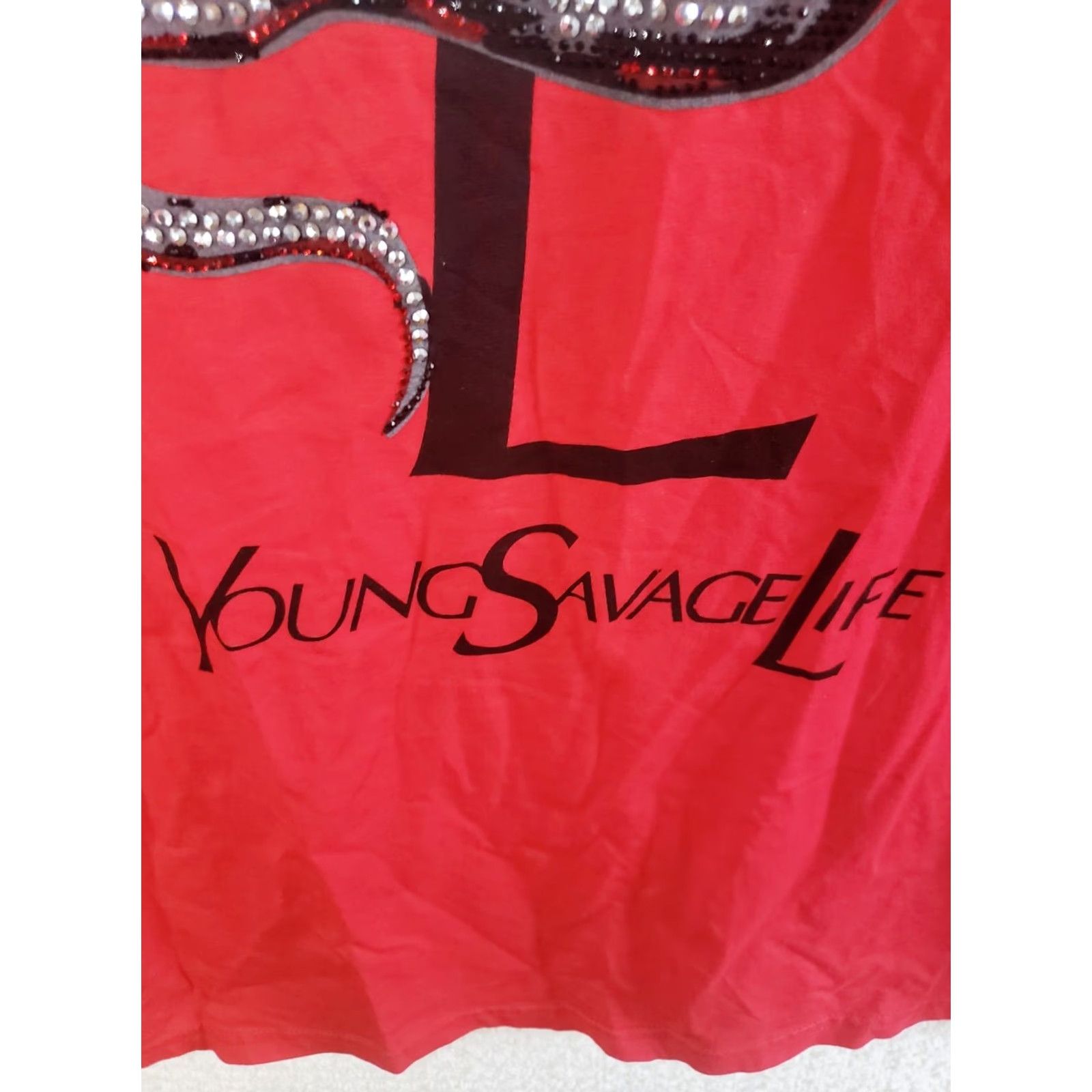 Alife VINTAGE Hudson Outerwear YSL T-Shirt Men M Red Rhinestone Snake Short Sleeve Tee Crew Neck Rhinestone YSL 90s Theme Mens Size US M / EU 48-50 / 2 - 5 Thumbnail