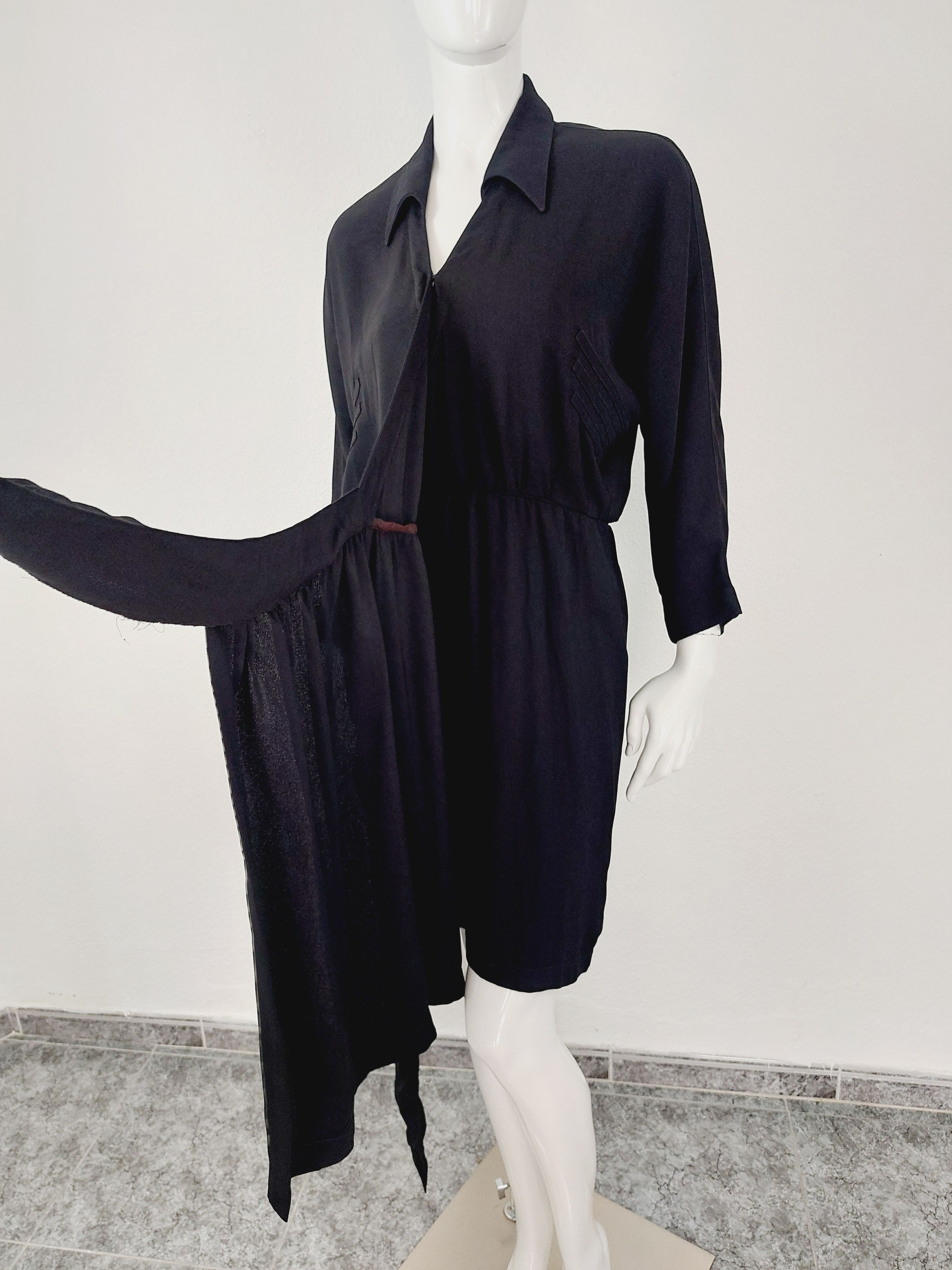 Thierry Mugler Thierry Mugler Couture Wrap Wrapped Baggy Black Midi Dress Size XL / US 12-14 / IT 48-50 - 10 Thumbnail