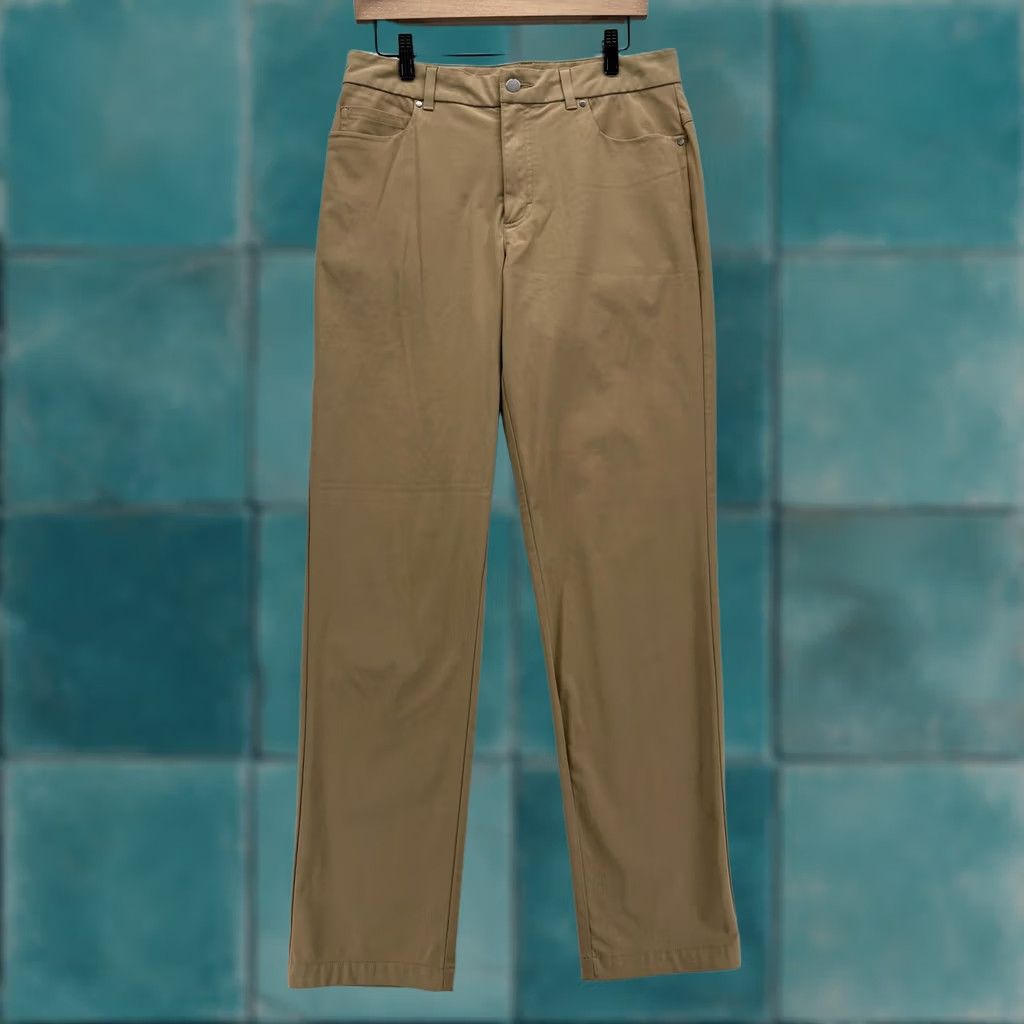 Vintage VRST Athletic 5-Pocket Pants Mens 32x32 Khakis Beige Stretch Straight Front Zipper Logo Pockets Casual Slim Fit Size US 32 / EU 48 - 1 Thumbnail