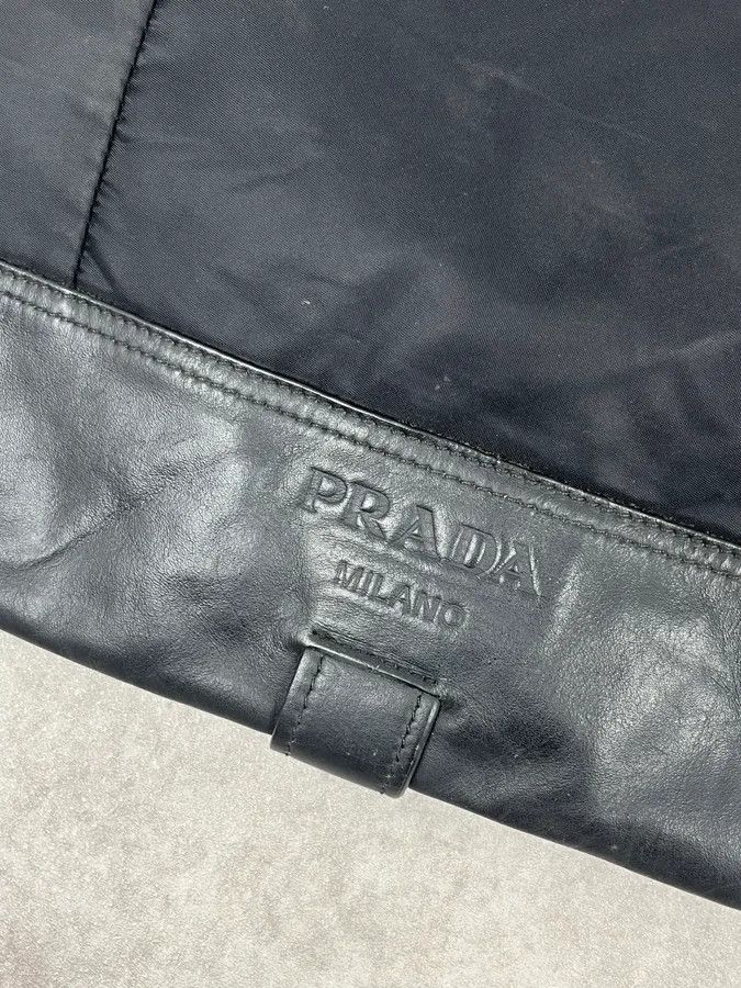 Prada 2000s Prada Black Hybrid Nylon Leather Shoulder Bag Size ONE SIZE - 7 Thumbnail