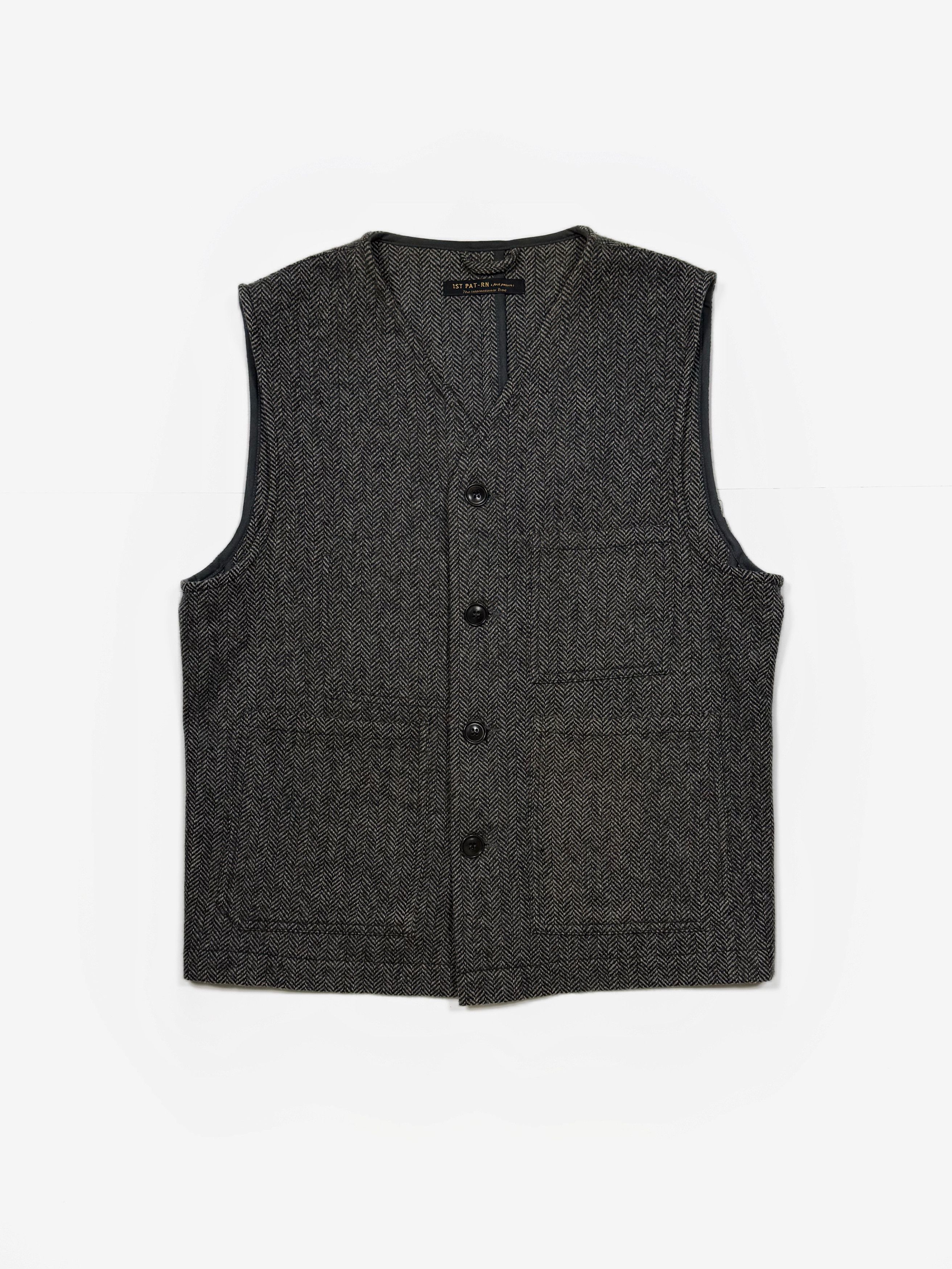 1ST PAT-RN 1st PAT-RN Wool Herringbone Button Vest (M) Size US M / EU 48-50 / 2 - 1 Thumbnail