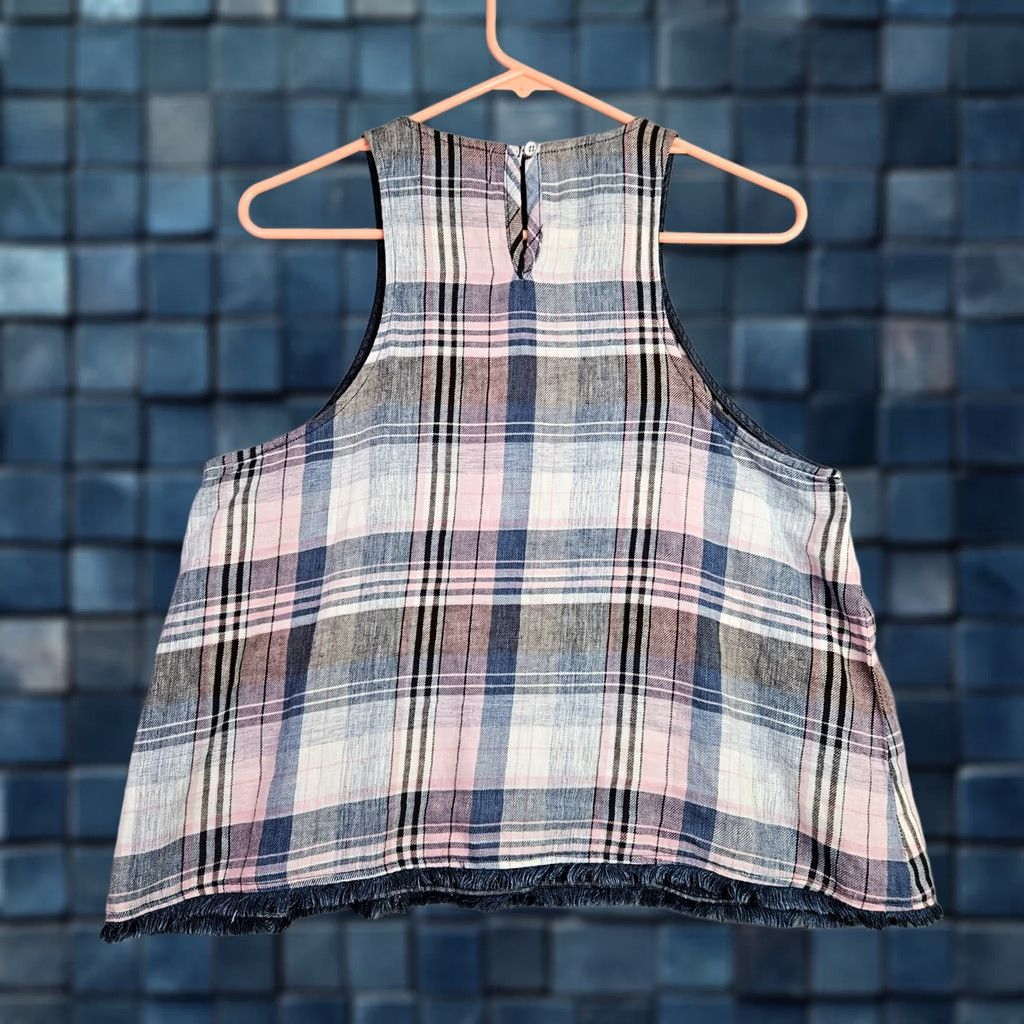 CLOT Cloth & Stone Tank Top Women’s Small Plaid Crop Sleeveless Frayed Hem Size S / US 4 / IT 40 - 1 Thumbnail