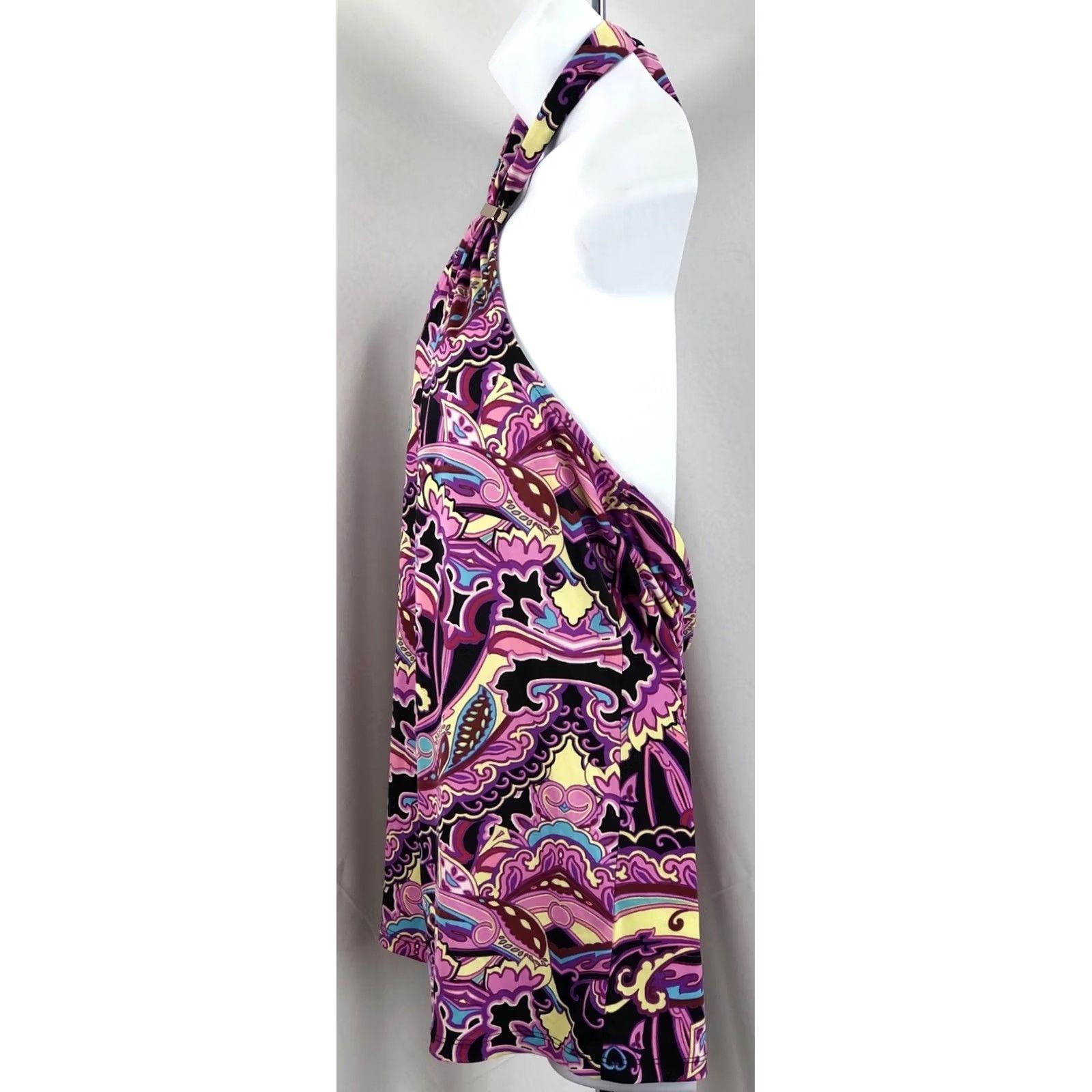 Vintage Vintage Halter top L purple Geometric psychedelic Tie Neck 90s Retro Charm Size L / US 10 / IT 46 - 2 Thumbnail