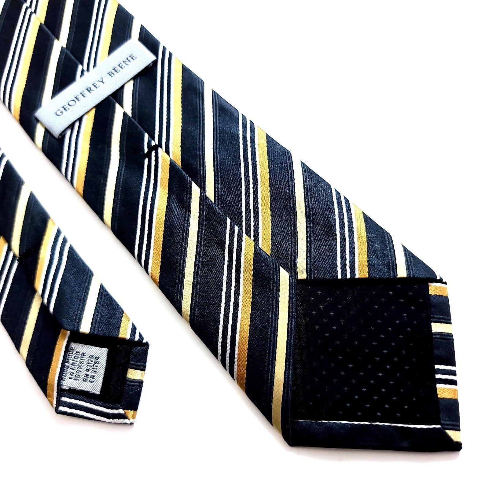Other Geoffrey Beene Black Gold Striped Woven Silk Tie Size ONE SIZE - 5 Thumbnail