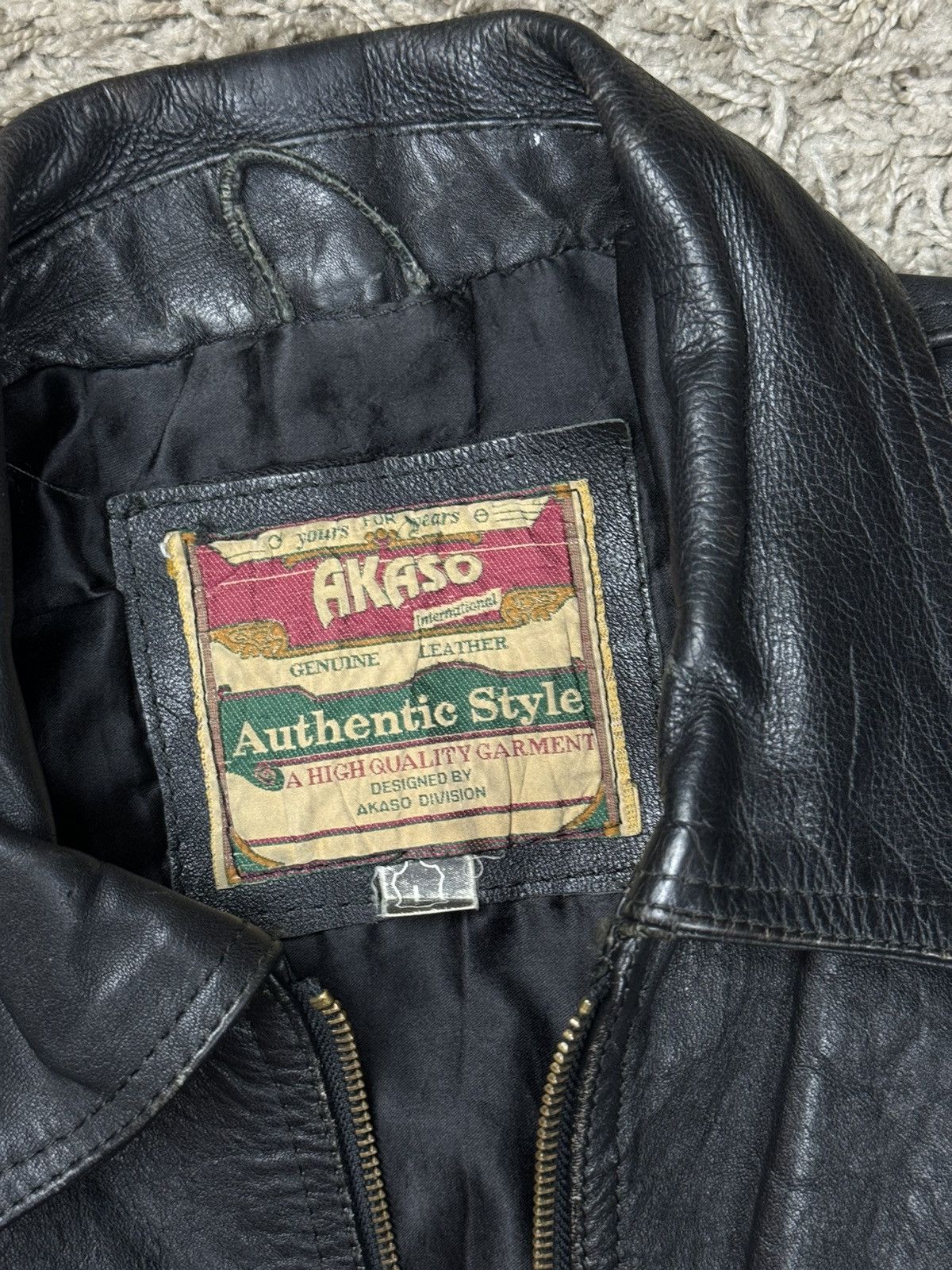 Vintage Vintage leather jacket Akaso 90s original casual item Size US L / EU 52-54 / 3 - 3 Thumbnail