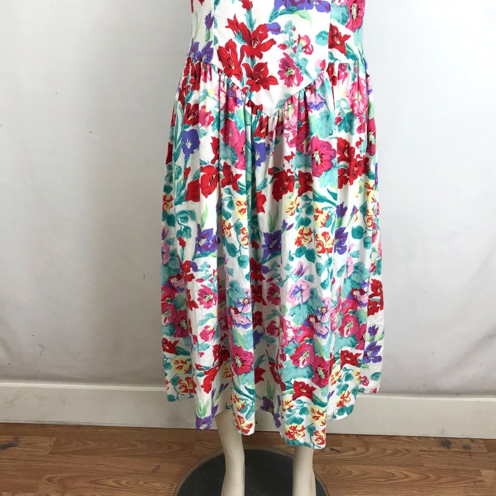 Vintage VINTAGE Brittany Nicole Women Halter Midi Dress 11/12 Floral White Sundress Size L / US 10 / IT 46 - 3 Thumbnail
